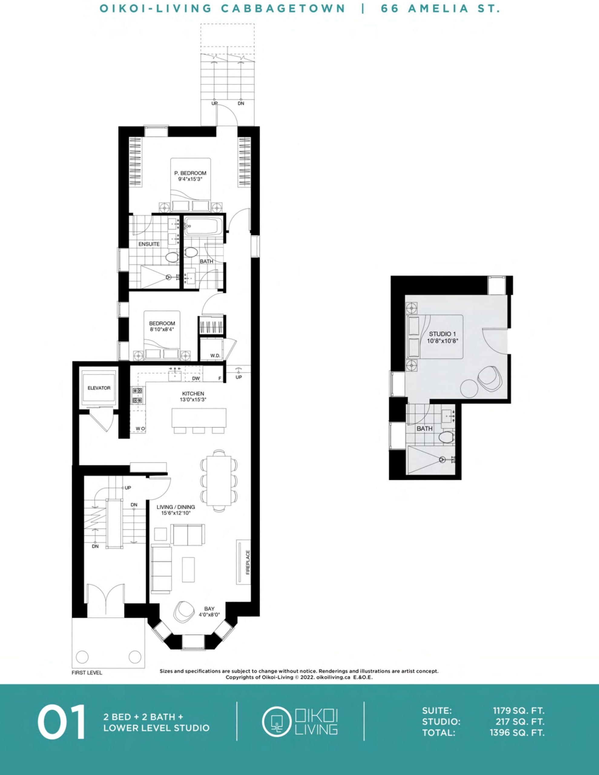 01 Floor Plan at Amelia Condos by Oikoi Living - 1179 sq.ft