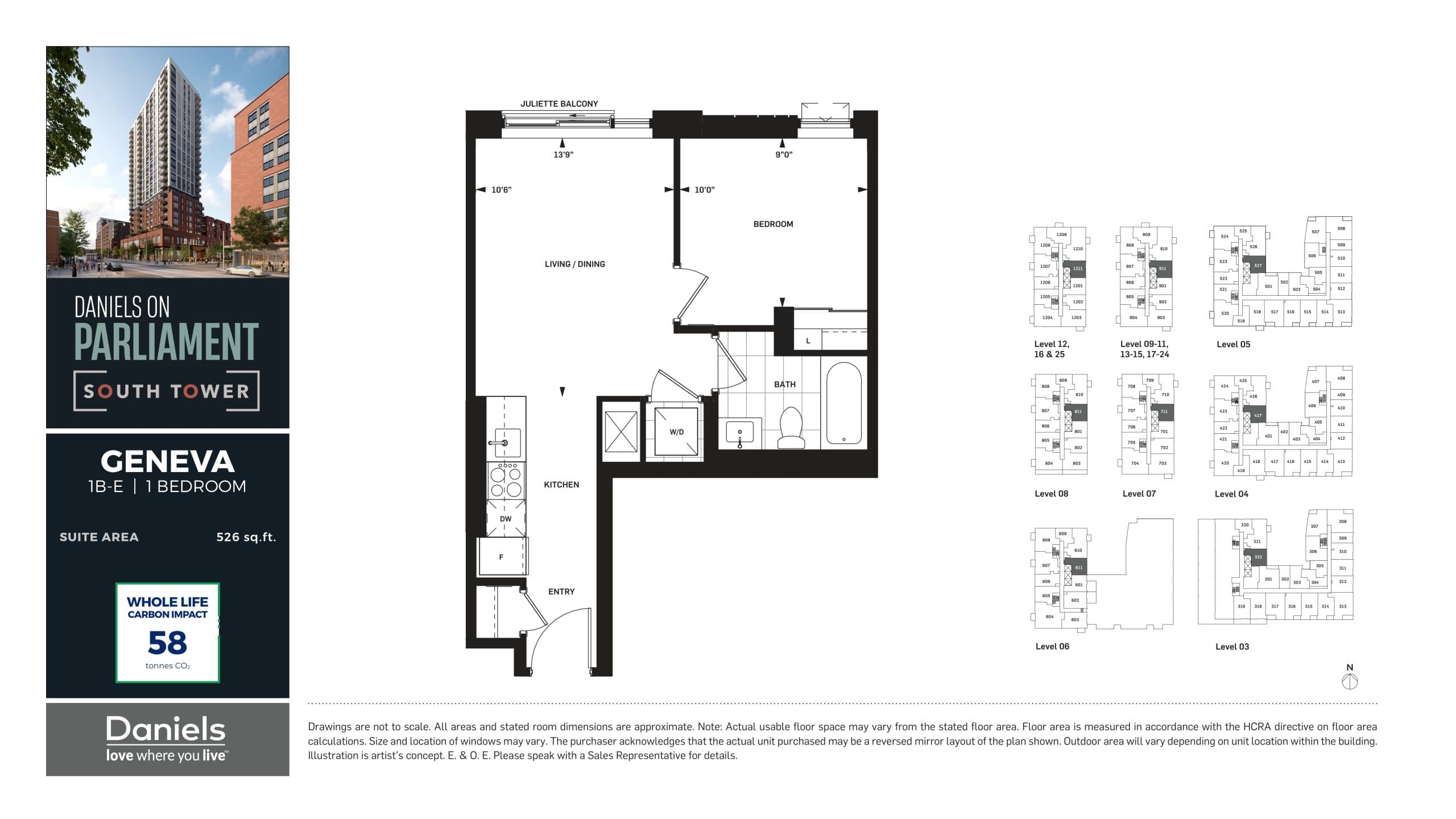 Geneva Floor Plan at Daniels on Parliament South Tower Condos - 526 sq.ft