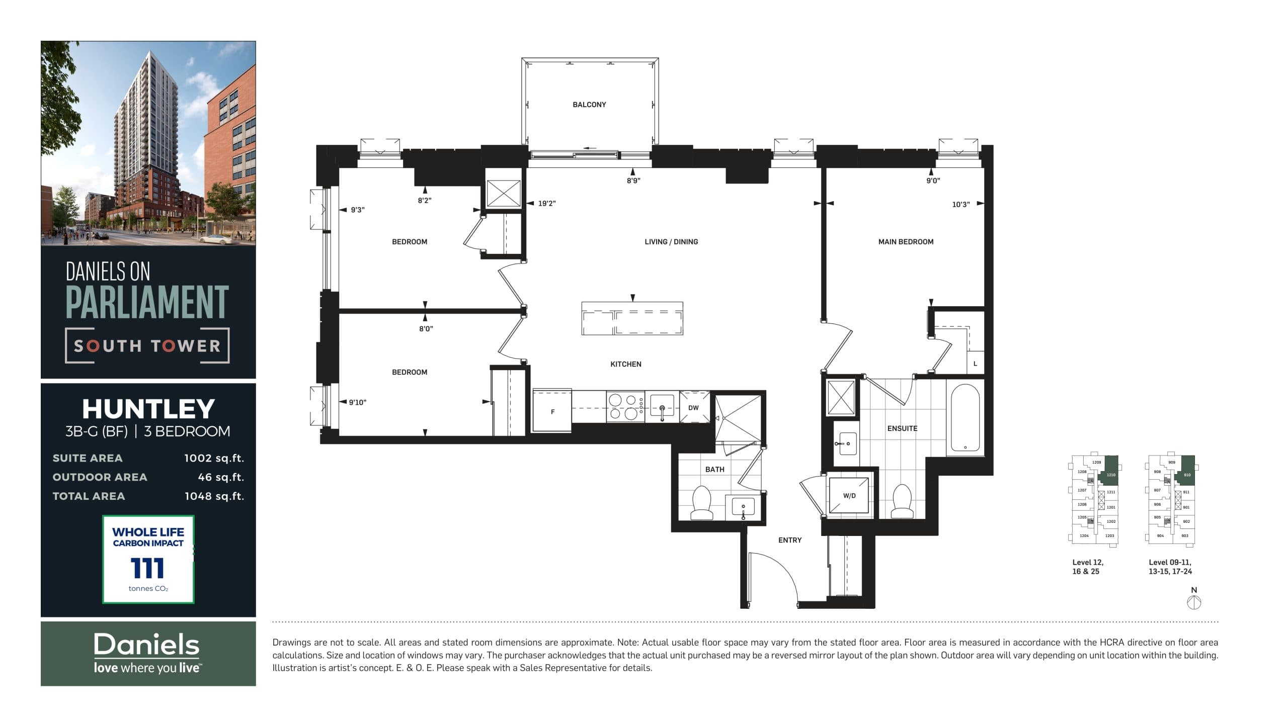 Huntley Floor Plan at Daniels on Parliament South Tower Condos - 1002 sq.ft