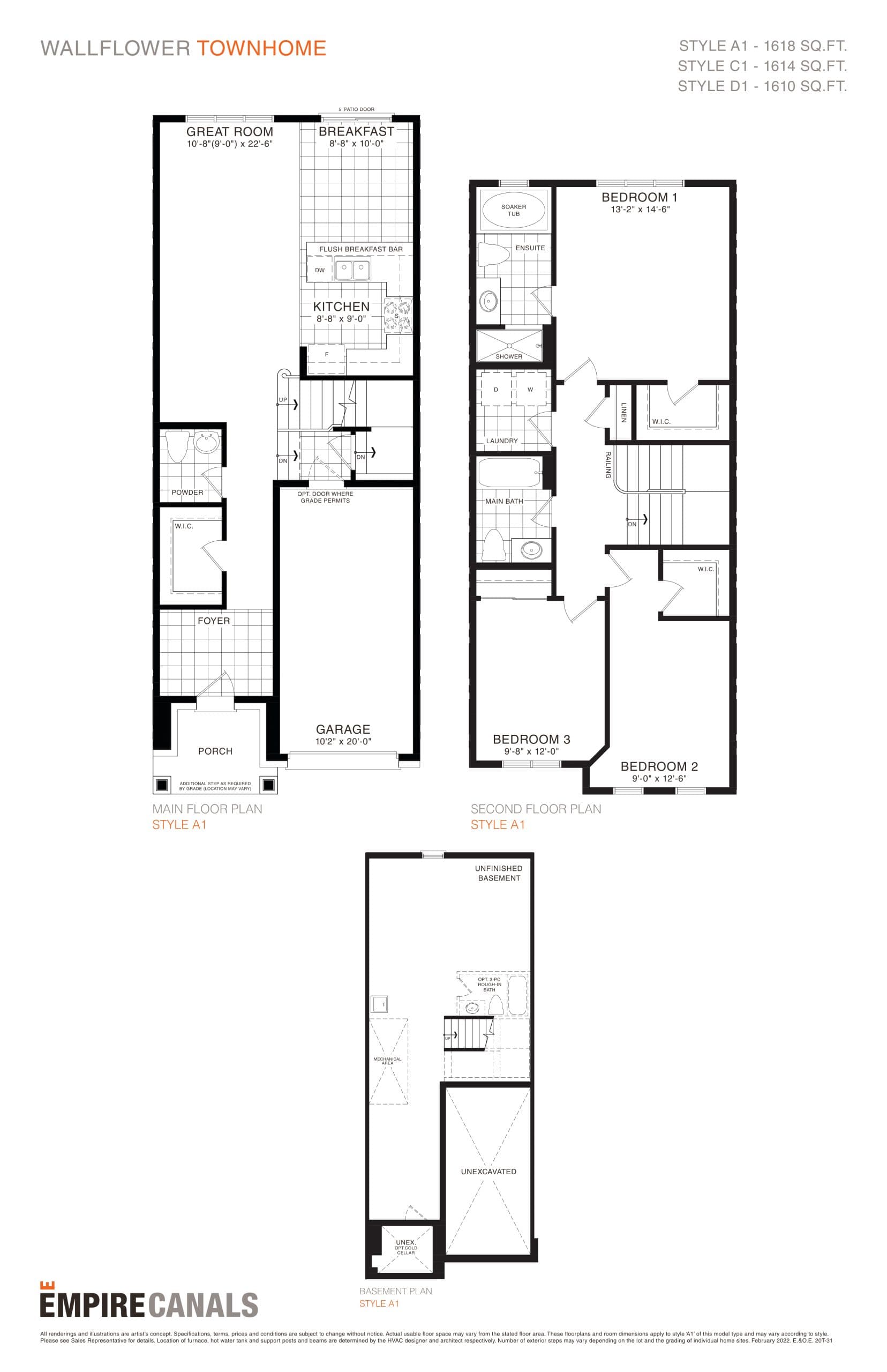 Wallflower Floor Plan at Empire Canals Phase 2 - 1618 sq.ft