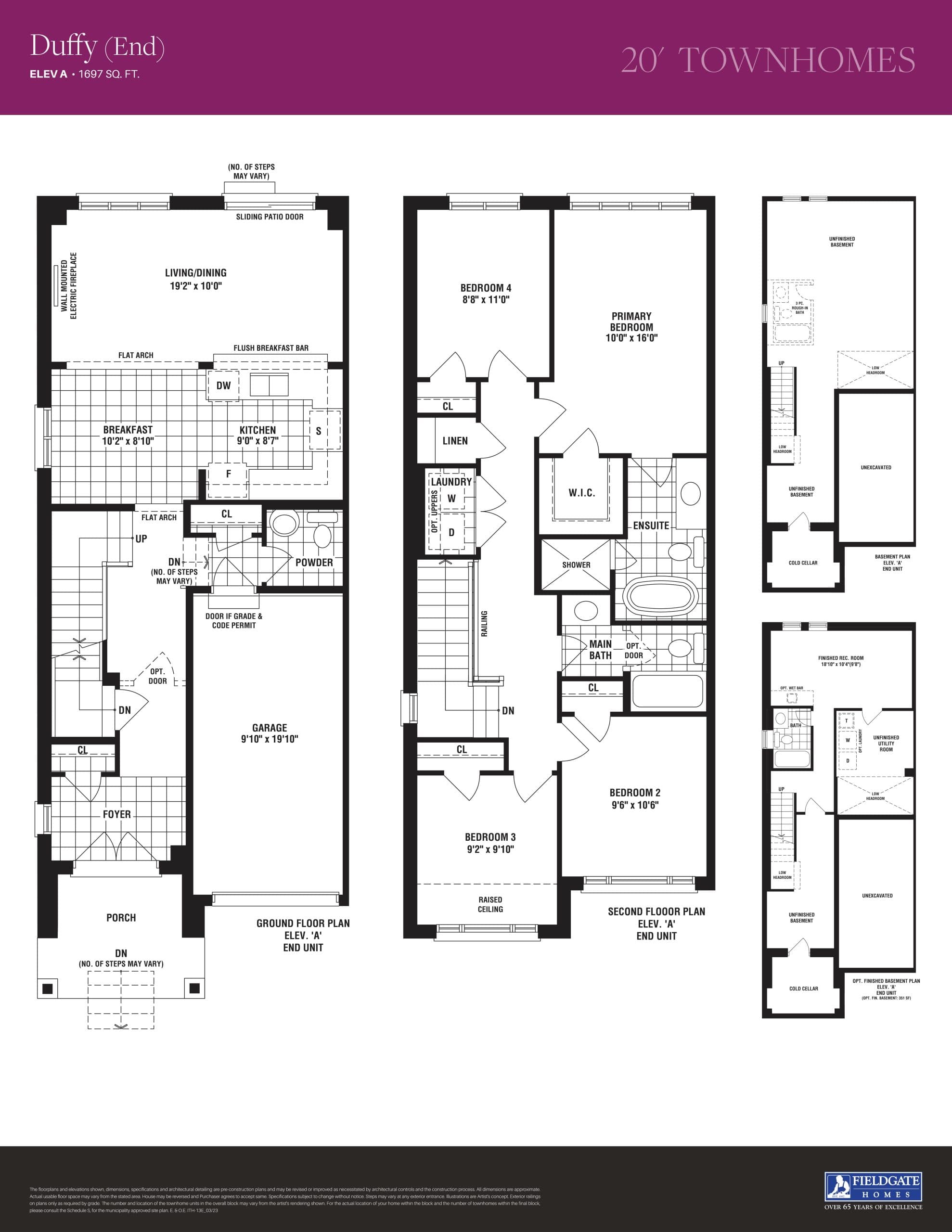 Duffy (End) Floor Plan at New Kleinburg by Fieldgate Homes - 1697 sq.ft