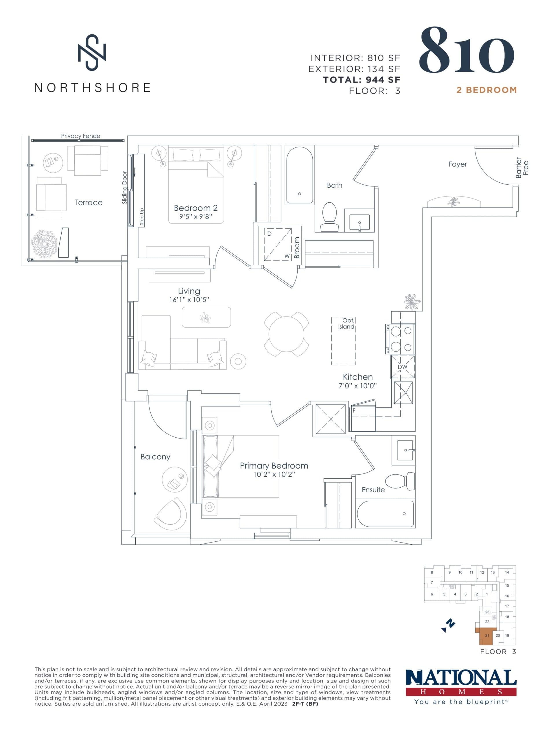 810 sf Floor Plan at Northshore Condos - 810 sq.ft