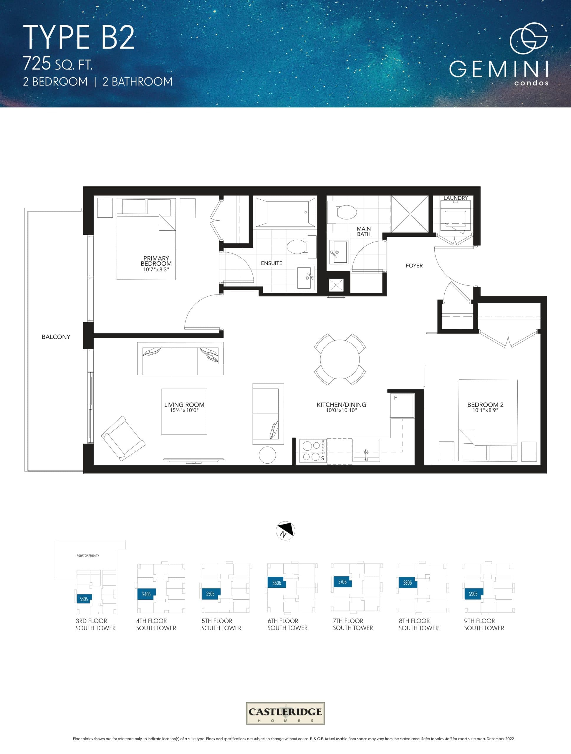 Type B2 Floor Plan at Gemini Condos - 725 sq.ft