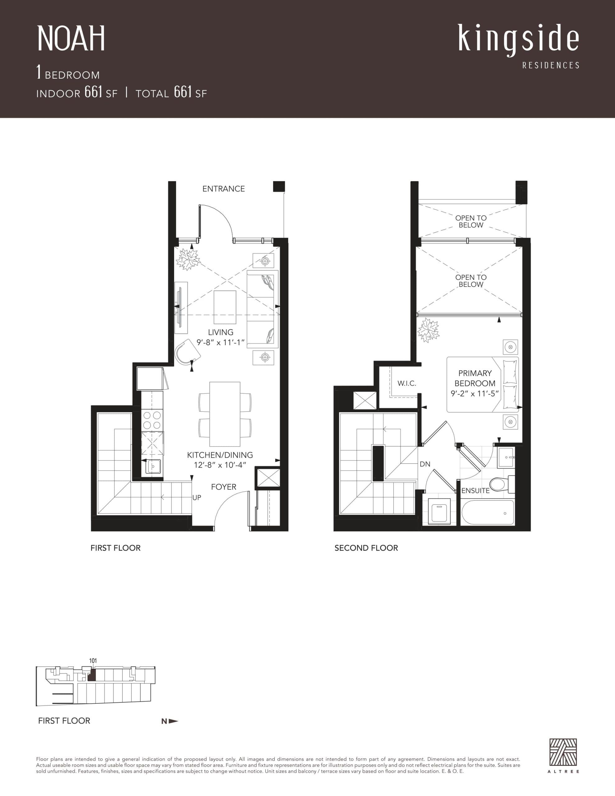 Noah Floor Plan at Kingside Residences - 661 sq.ft