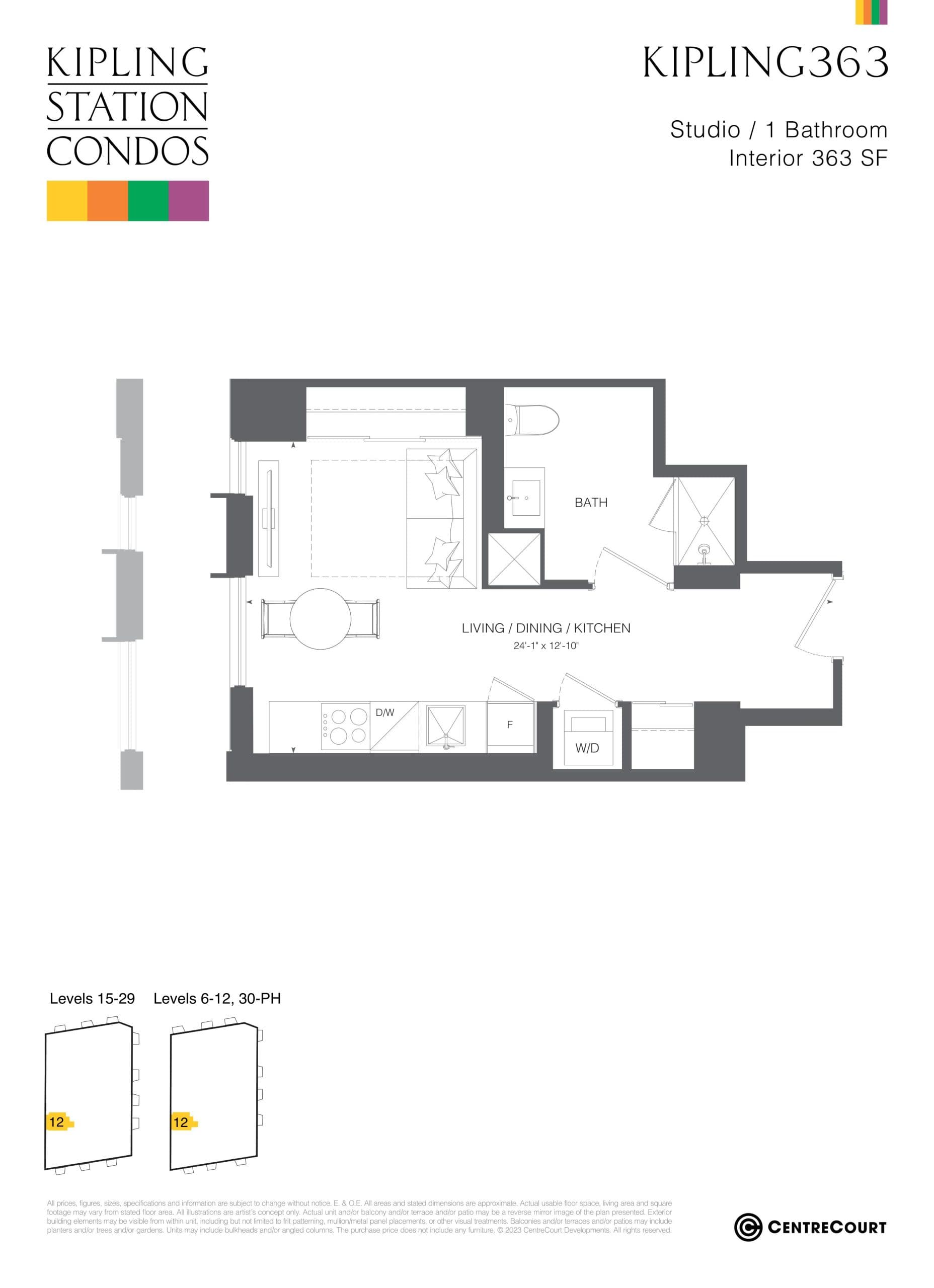 Kipling363 Floor Plan at Kipling Station Condos - 363 sq.ft