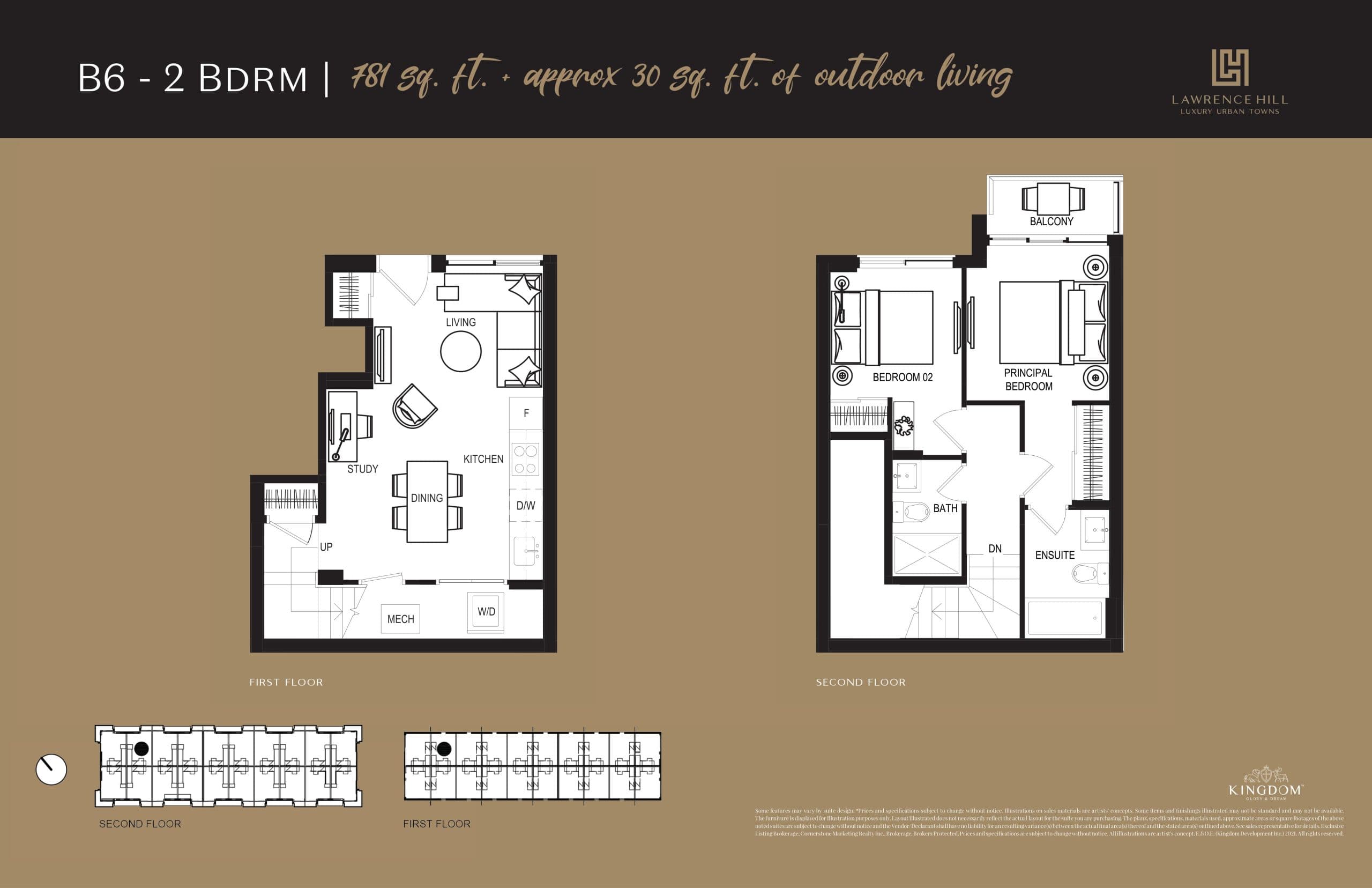 B6 Floor Plan at Lawrence Hill Urban Towns - 781 sq.ft