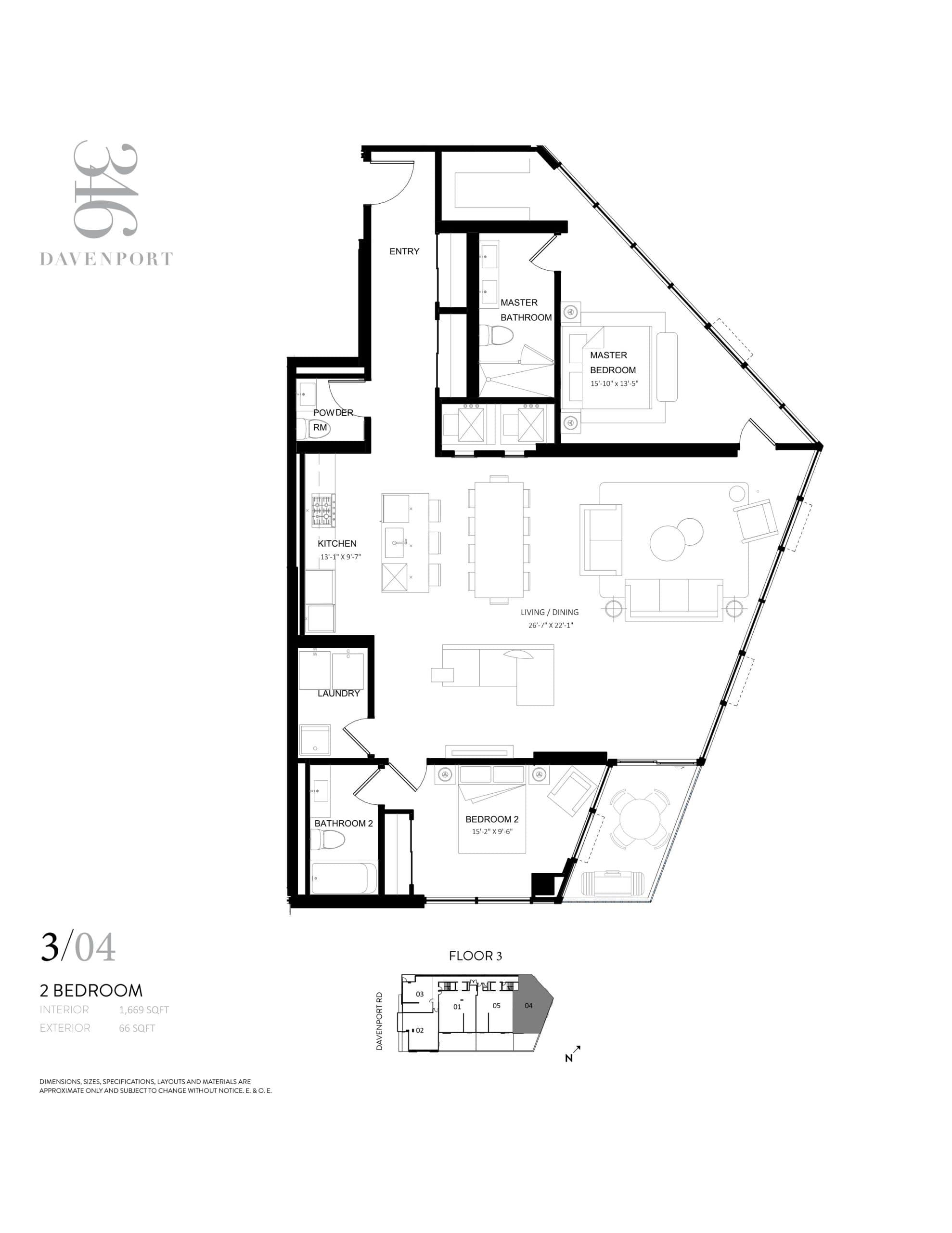 304 Floor Plan at 346 Davenport Condos - 1669 sq.ft