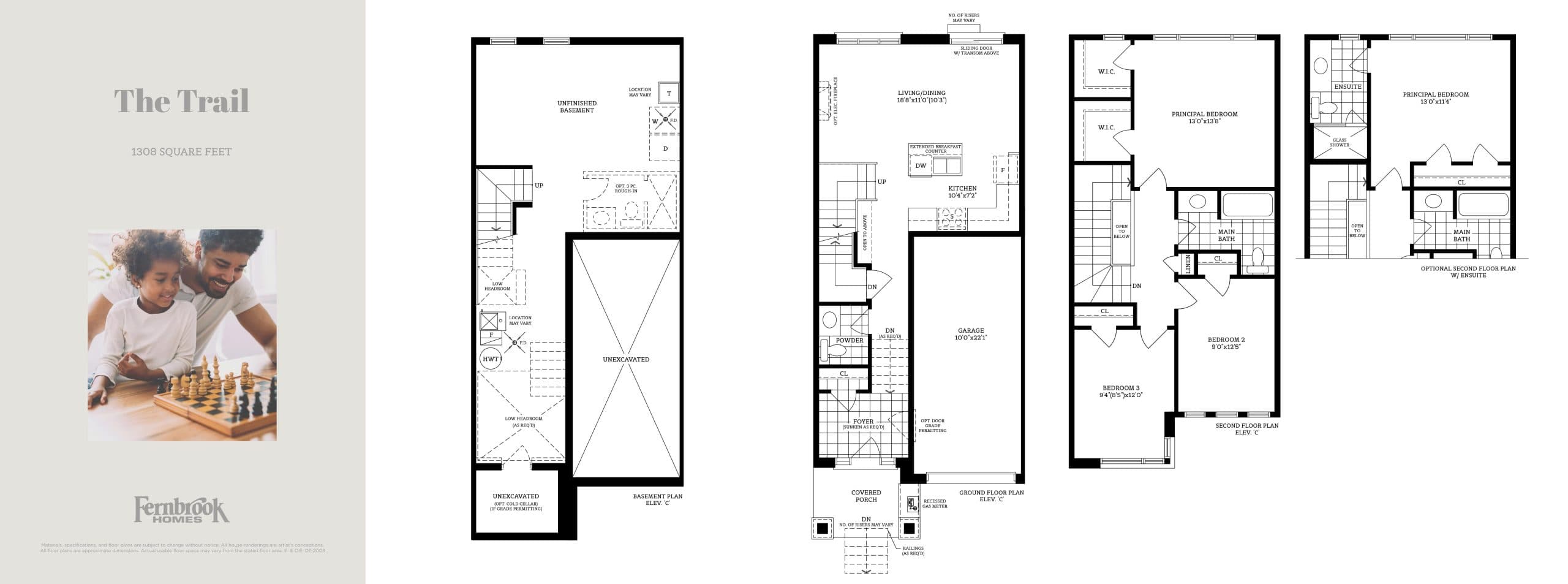 The Trail Floor Plan at Hygge Towns - 1308 sq.ft
