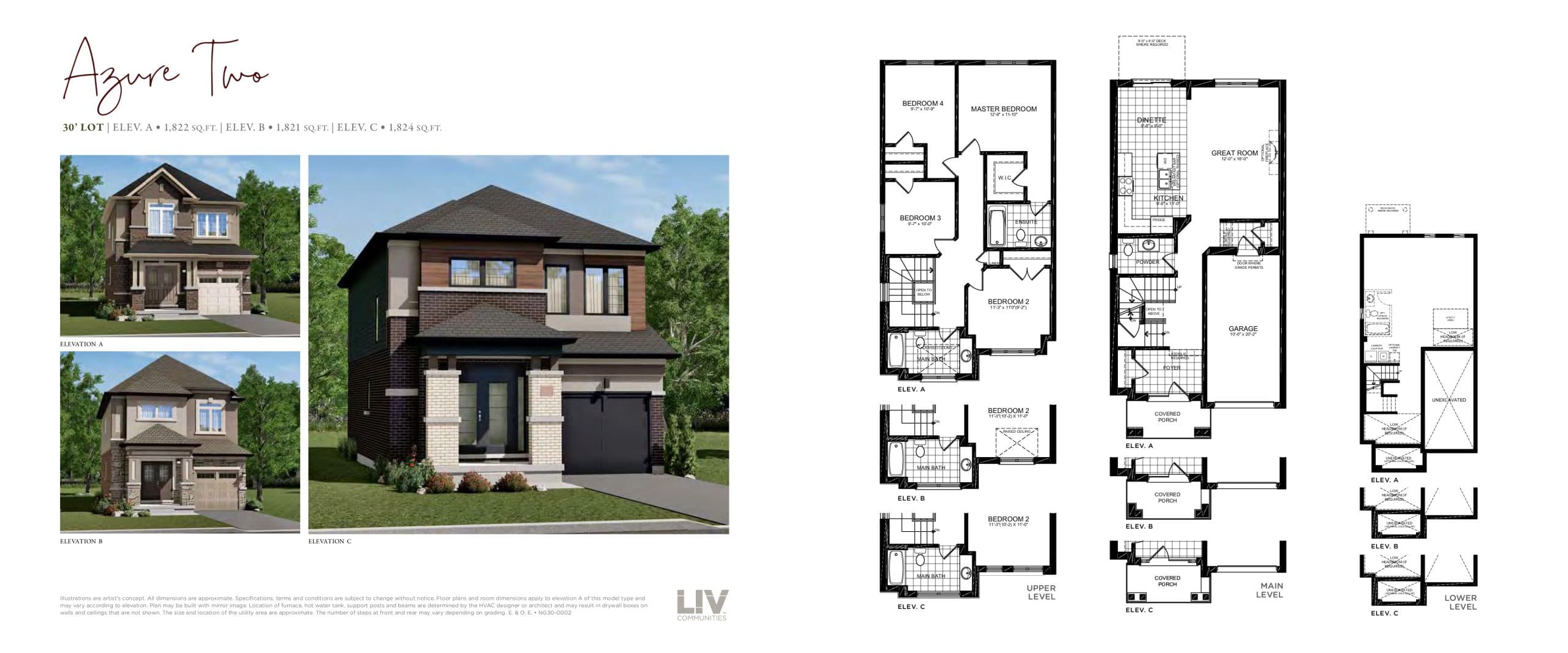Azure Two Floor Plan at Nature’s Grand Phase 3 - 1824 sq.ft