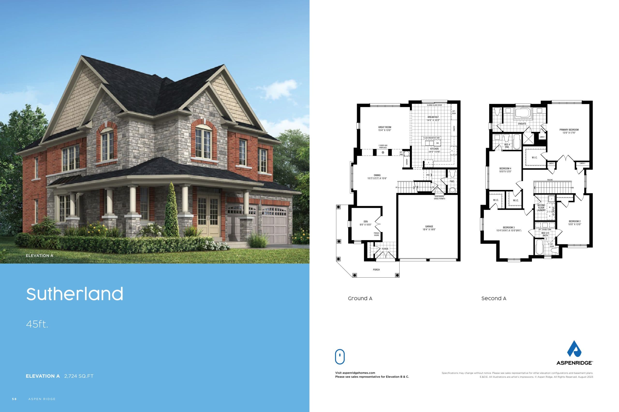 Sutherland Floor Plan at Simcoe Landing - 2724 sq.ft