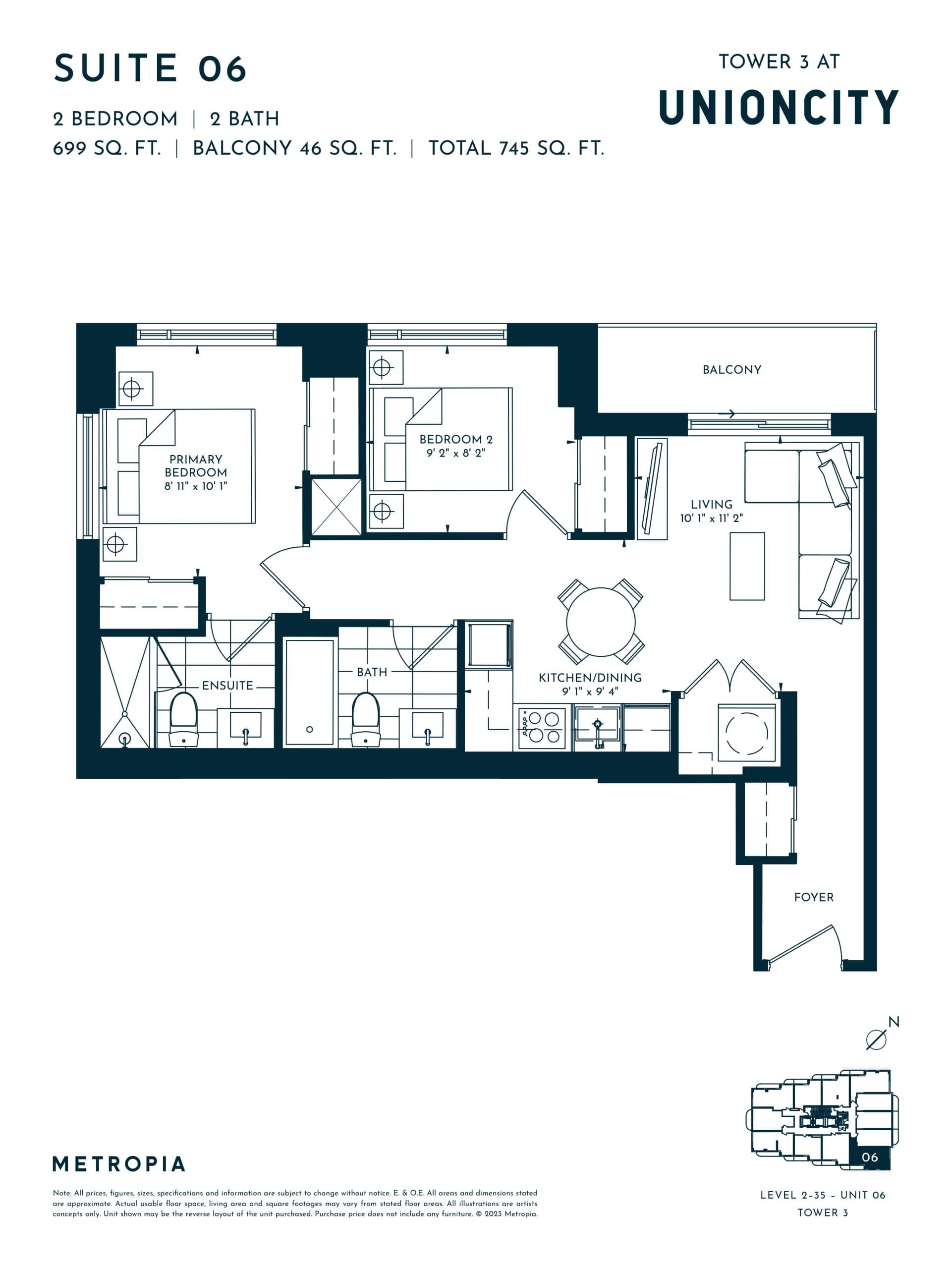 Suite 06 Floor Plan at UnionCity Tower 3 Condos - 699 sq.ft