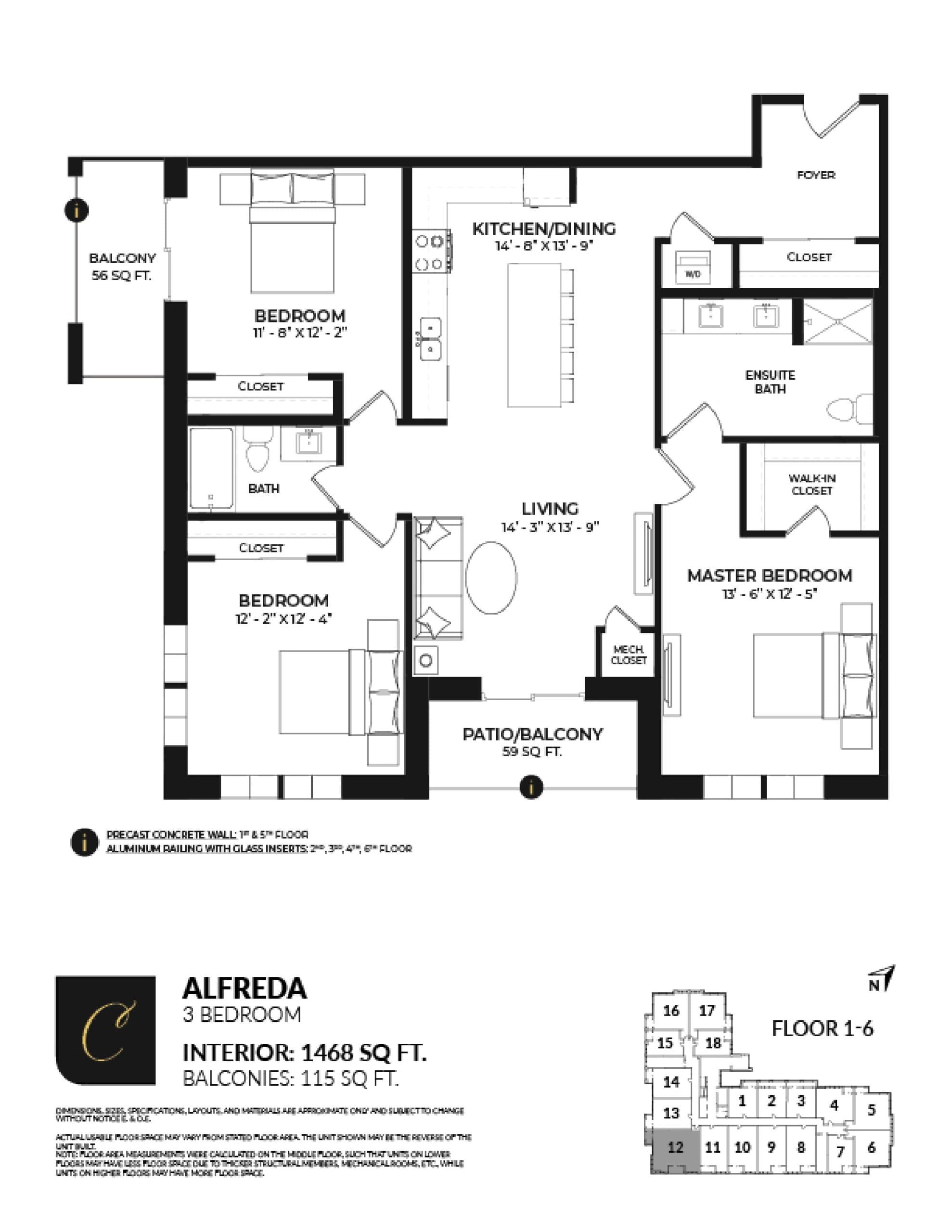 Alfreda Floor Plan at Creekside Condos - 1468 sq.ft