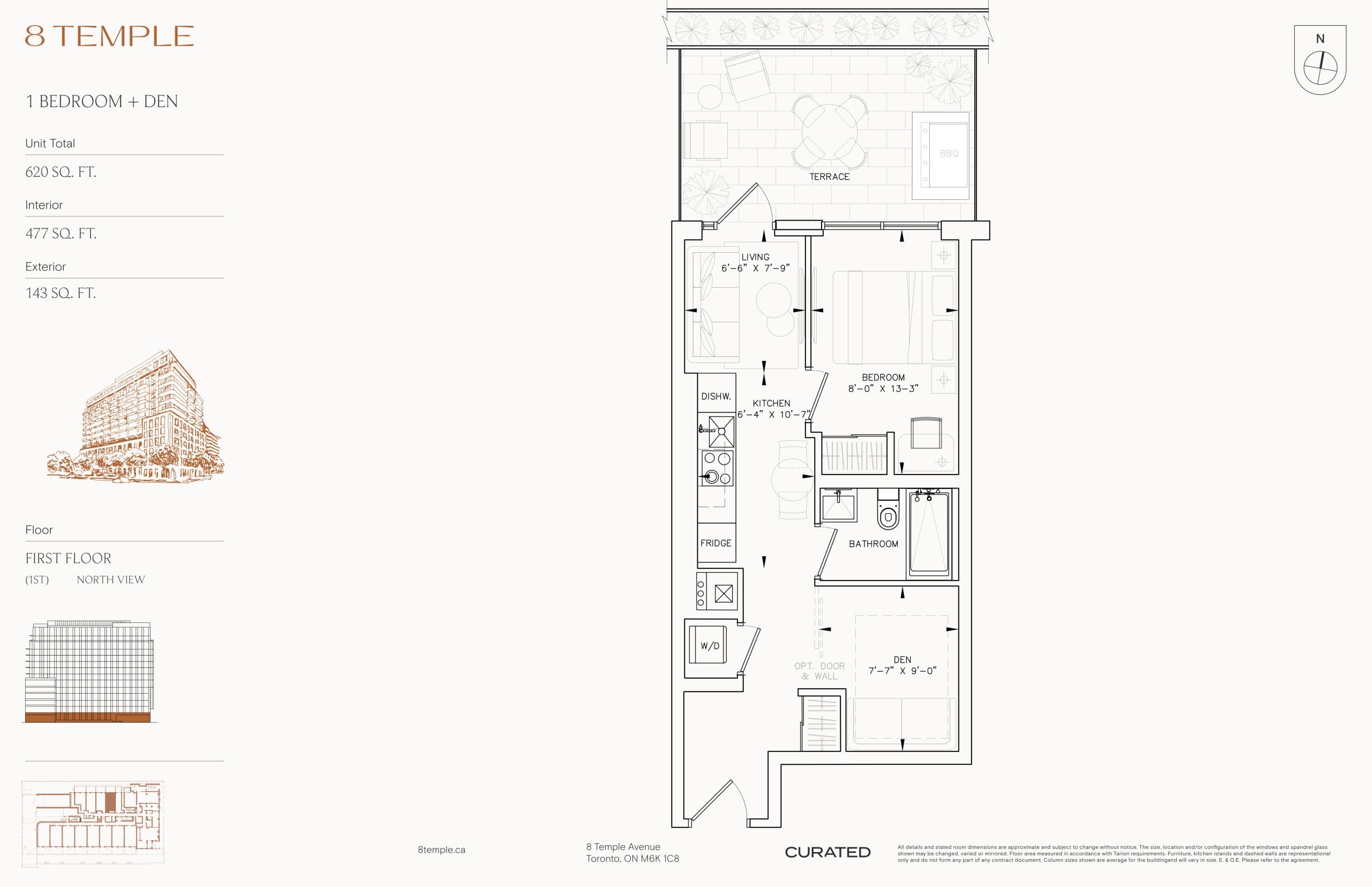 477 Floor Plan at 8 Temple Condos - 477 sq.ft