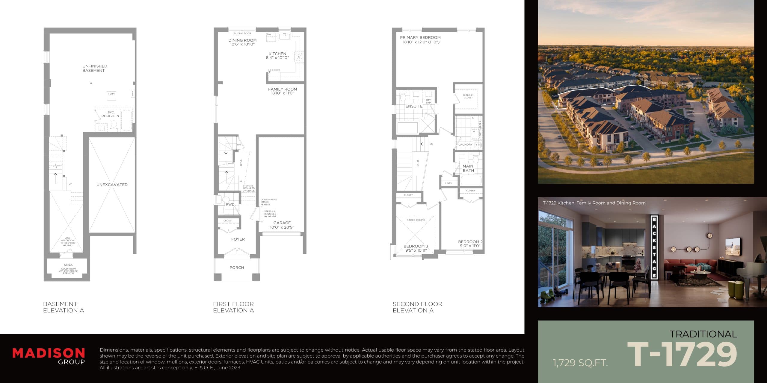 T-1729 Floor Plan at Brooklin Towns - 1729 sq.ft