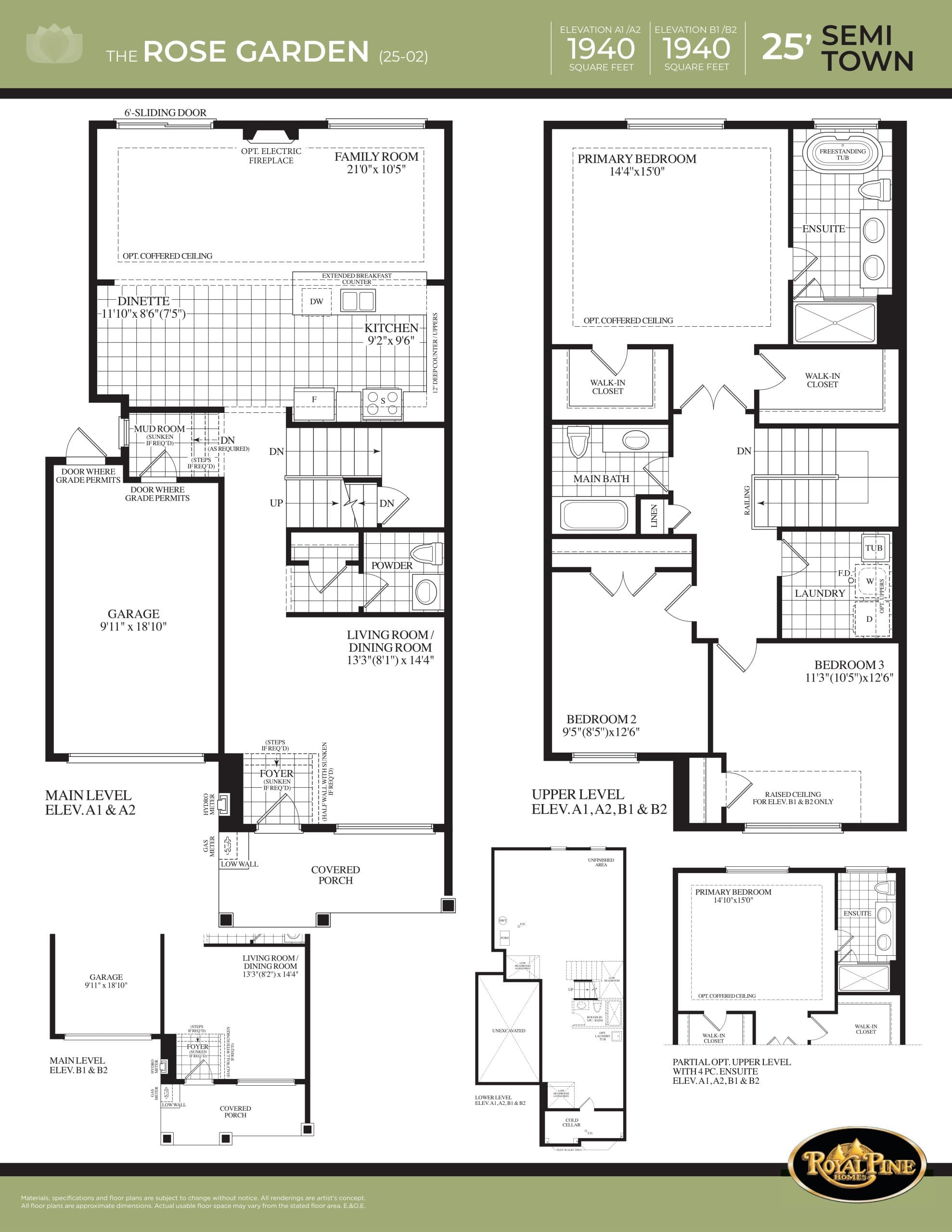 The Rose Garden Floor Plan at Mayfield Village by Royal Pine Homes - 1940 sq.ft