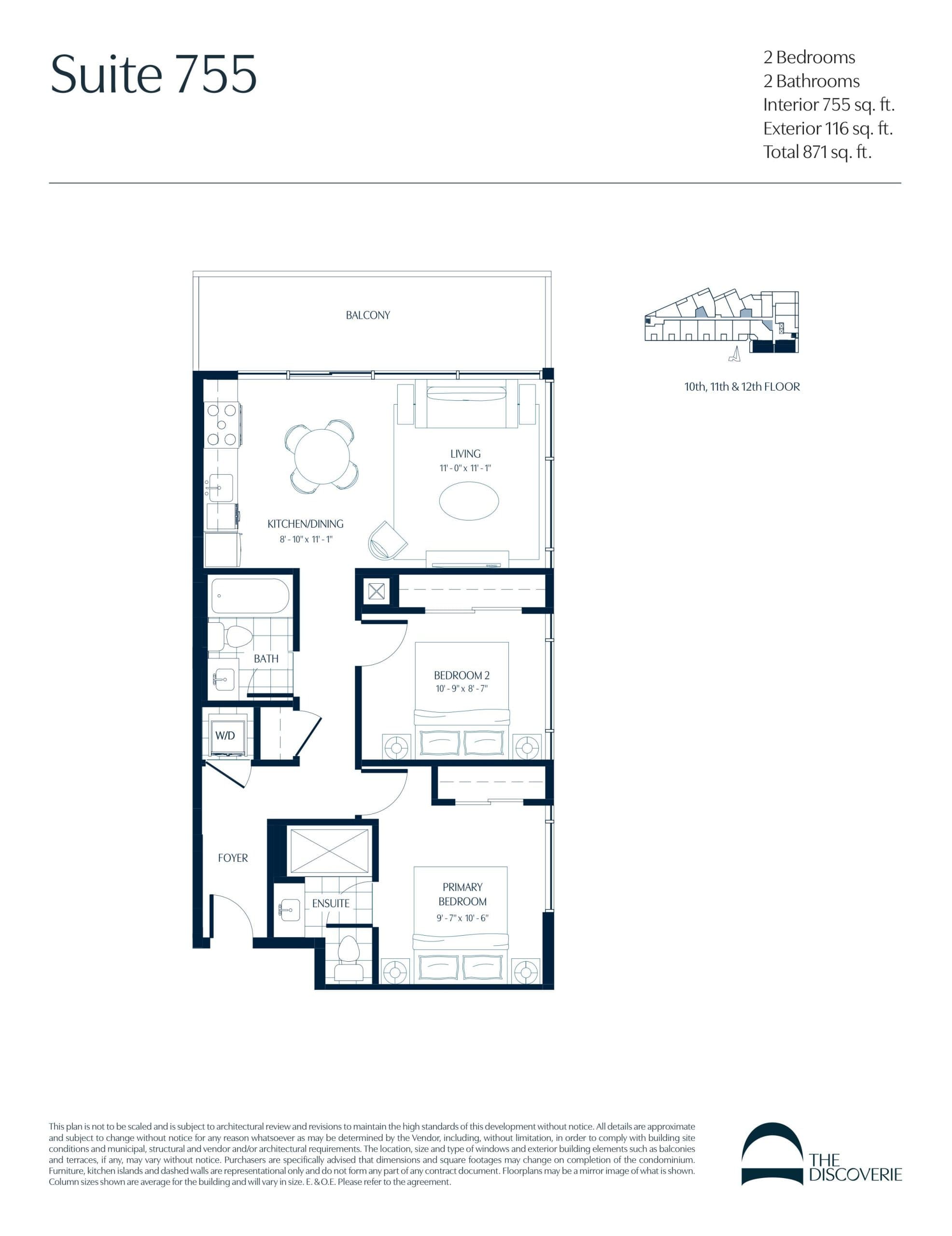 Suite 755 Floor Plan at The Discoverie Condos - 755 sq.ft