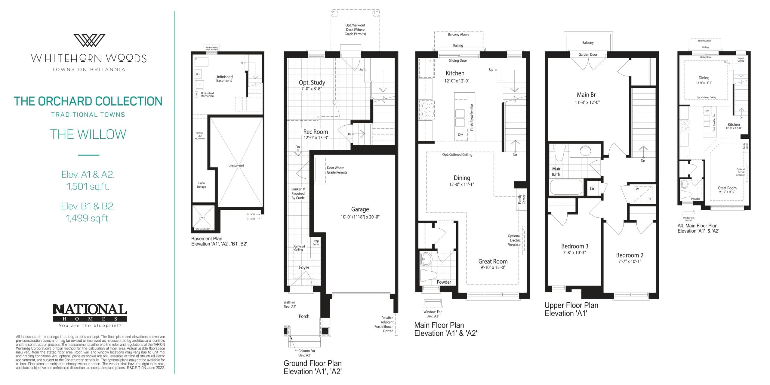 The Willow Floor Plan at Whitehorn Woods Towns - 1501 sq.ft
