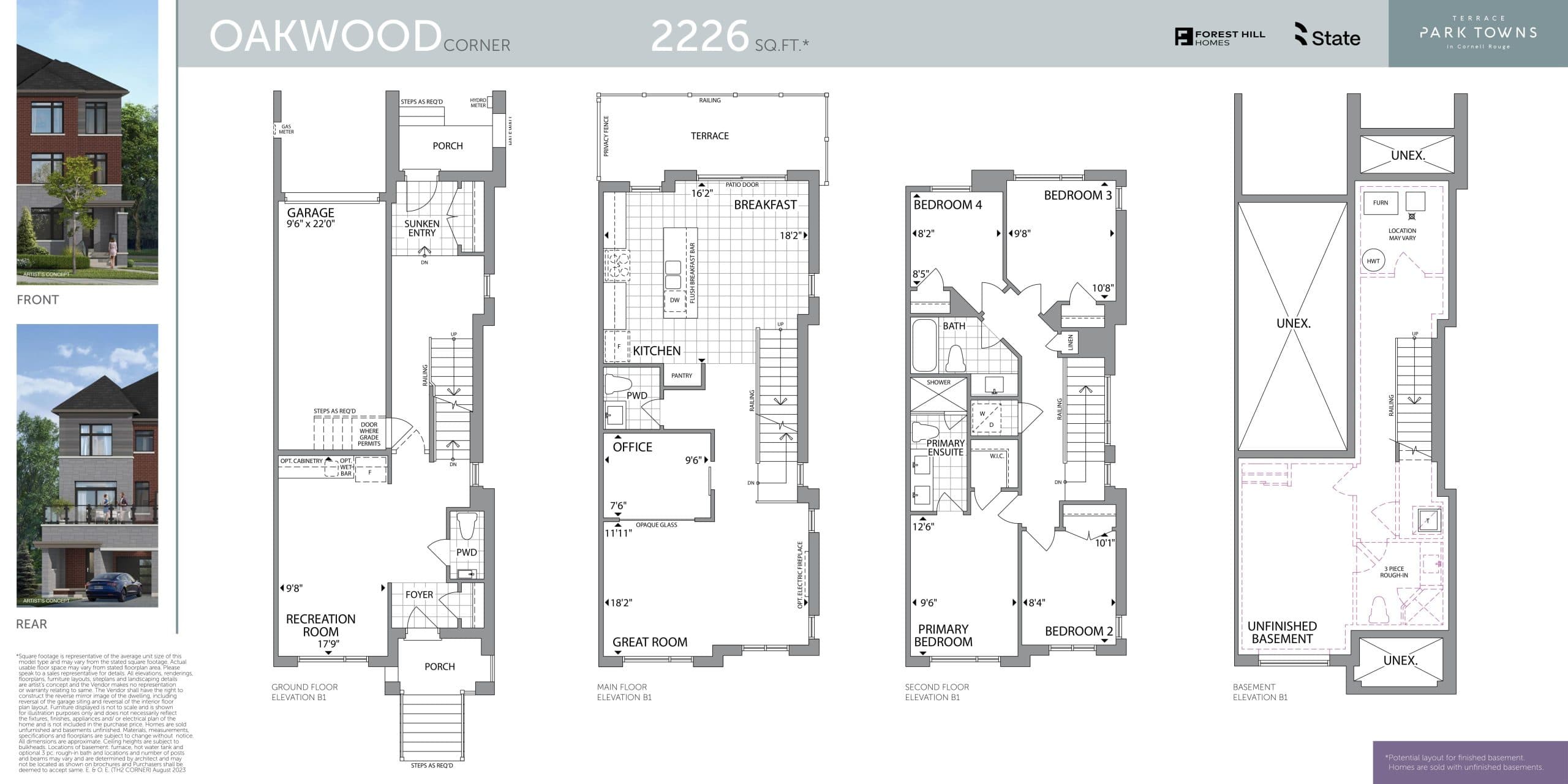 Oakwood Floor Plan at Terrace Park Towns Phase 2 - 2226 sq.ft