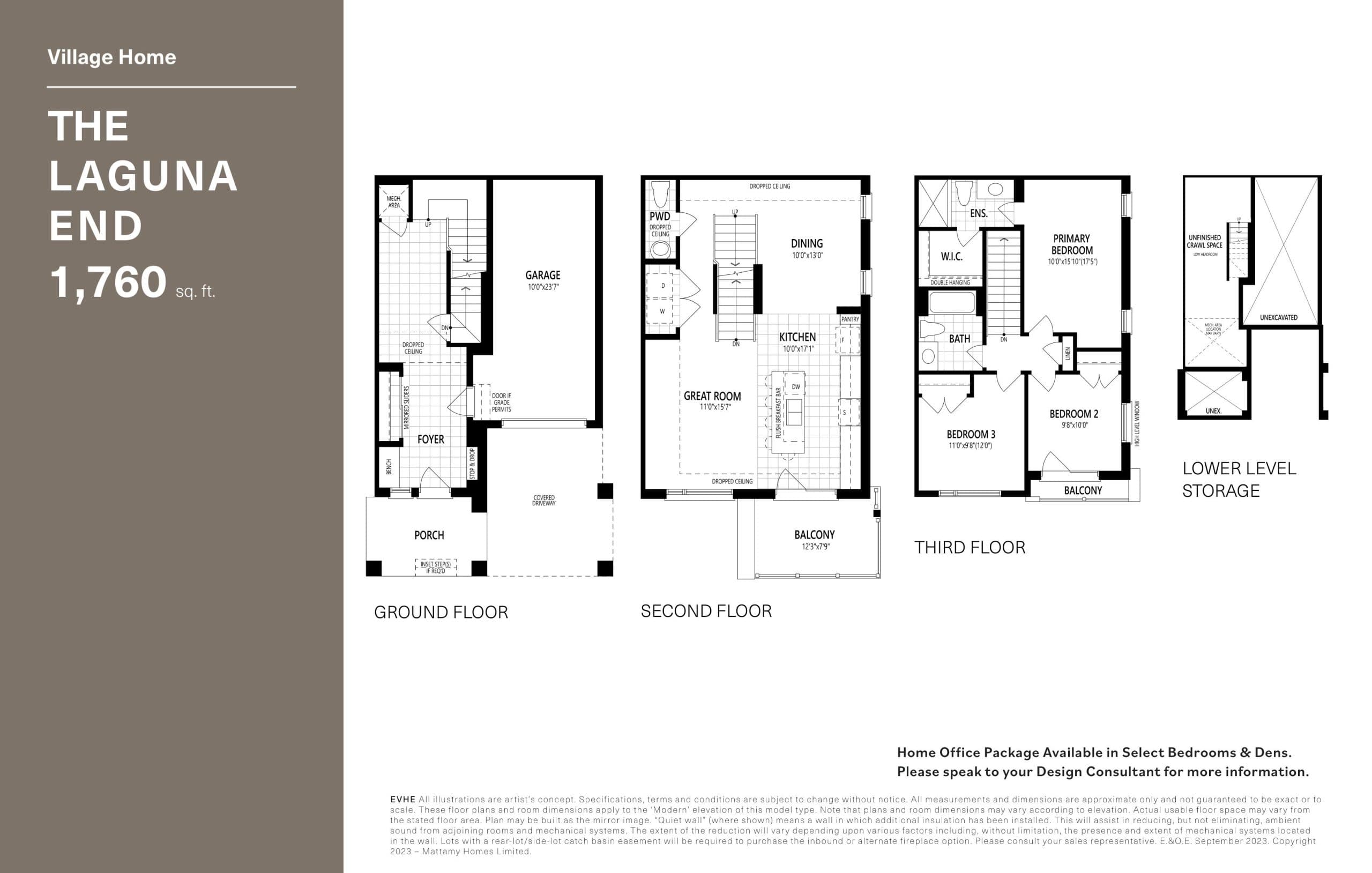 The Laguna End Floor Plan at Upper Joshua Creek Phase 5 Towns - 1760 sq.ft