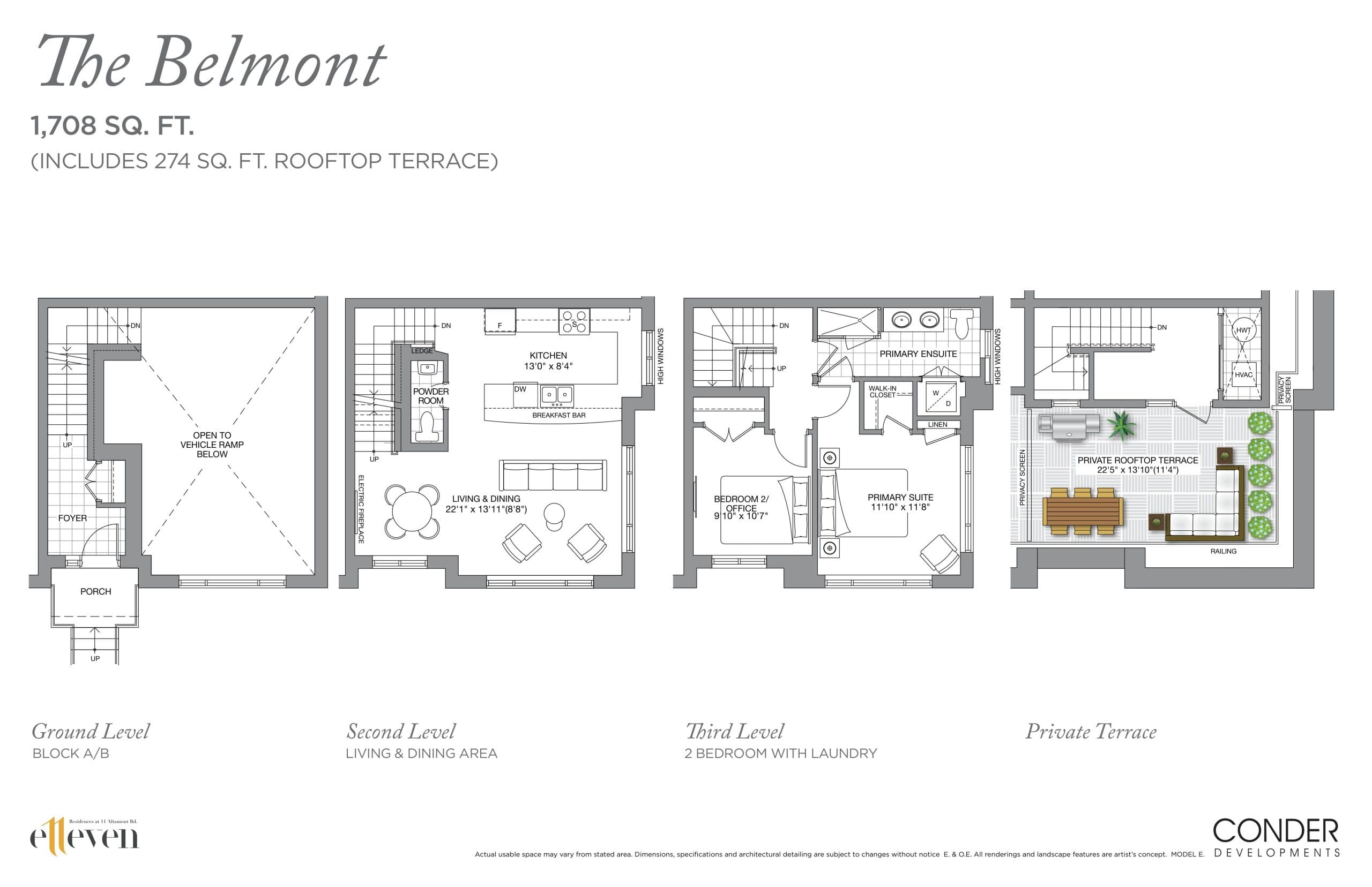 The Belmont Floor Plan at Eleven Altamont Towns - 1708 sq.ft