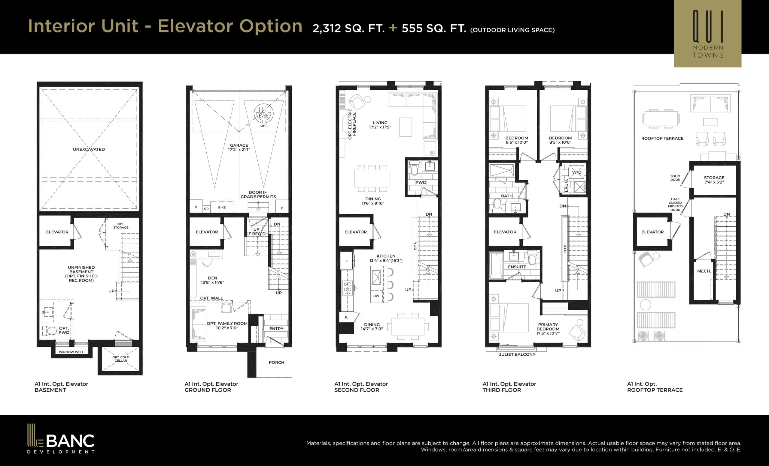 Interior Unit - Elevator Option Floor Plan at Qui Modern Towns Phase 2 - 2312 sq.ft