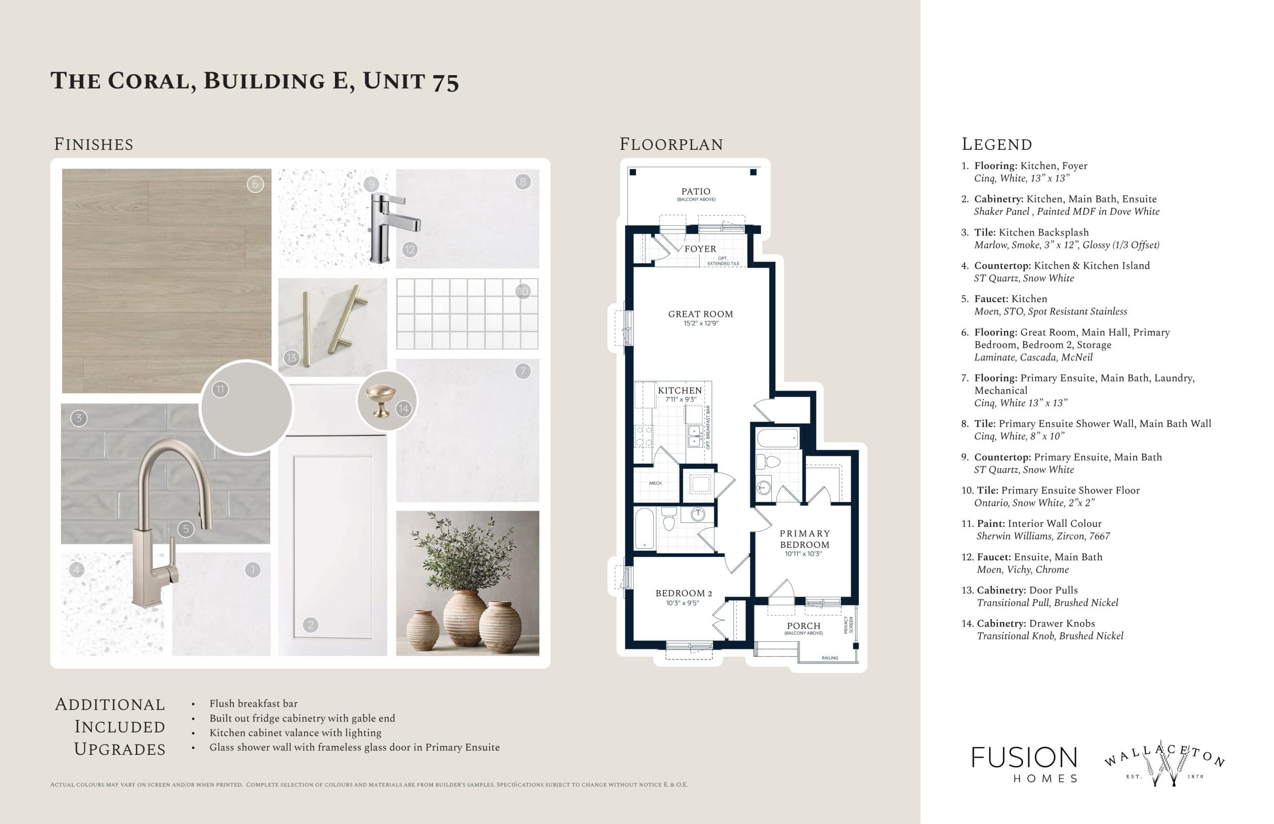 The Coral (Bldg. E, Unit 75) Floor Plan at Wallaceton by Fusion Homes Phase 2 - 930 sq.ft