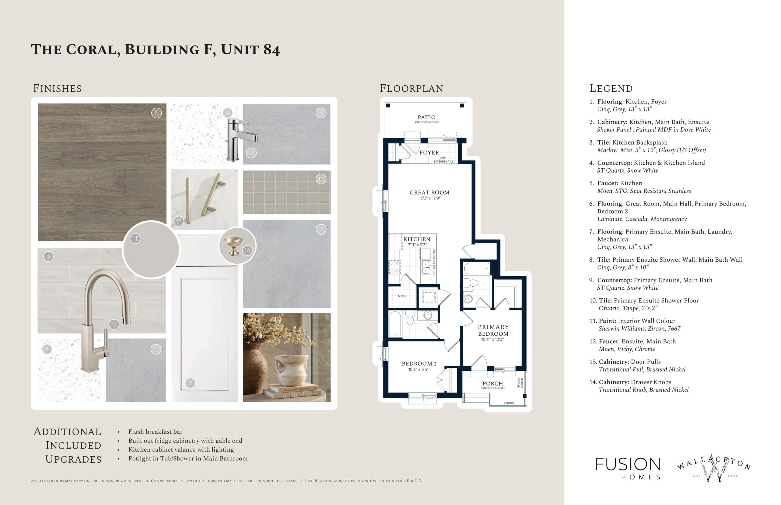 The Coral (Bldg. F, Unit 84) Floor Plan at Wallaceton by Fusion Homes Phase 2 - 930 sq.ft