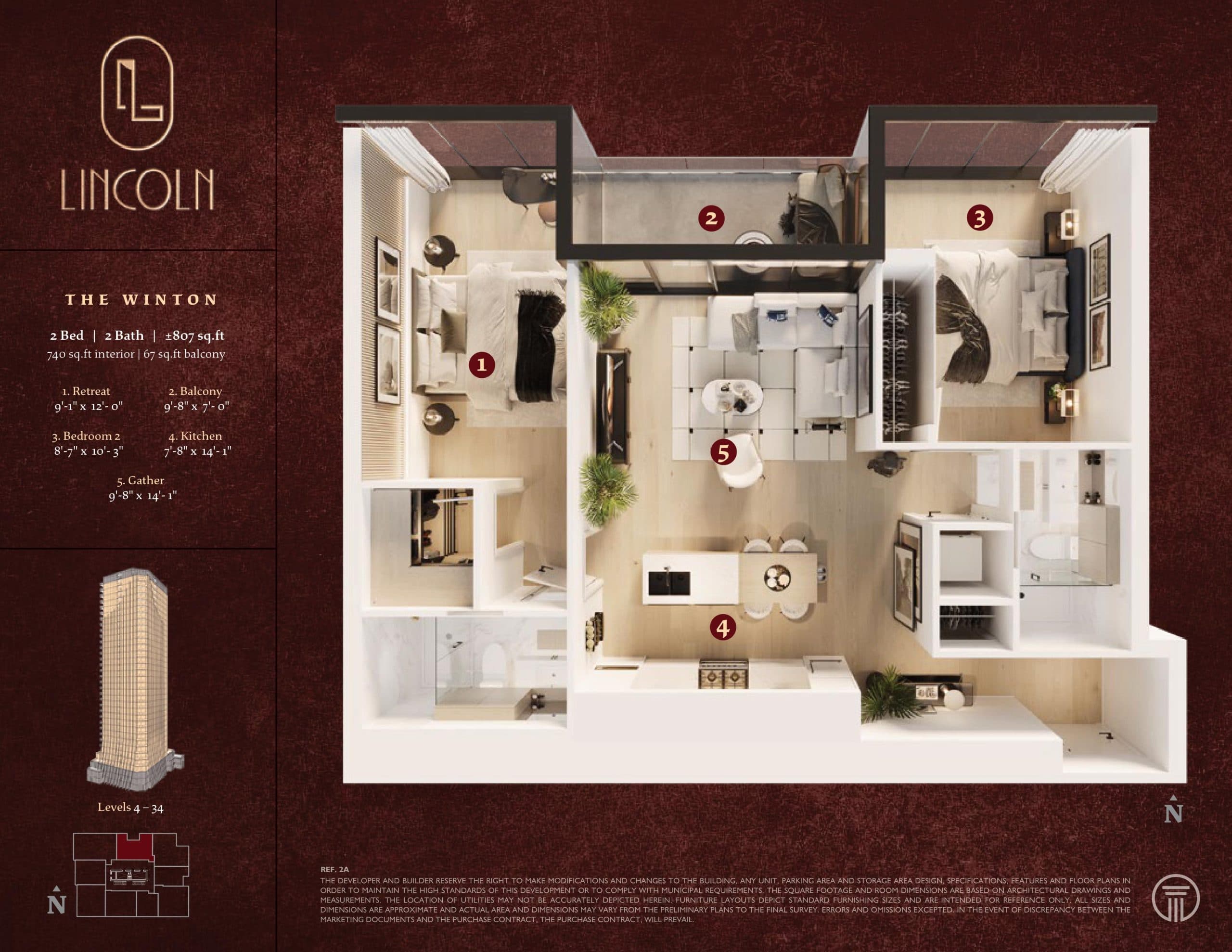 The Winton Floor Plan at Lincoln by Truman Condos - 740 sq.ft