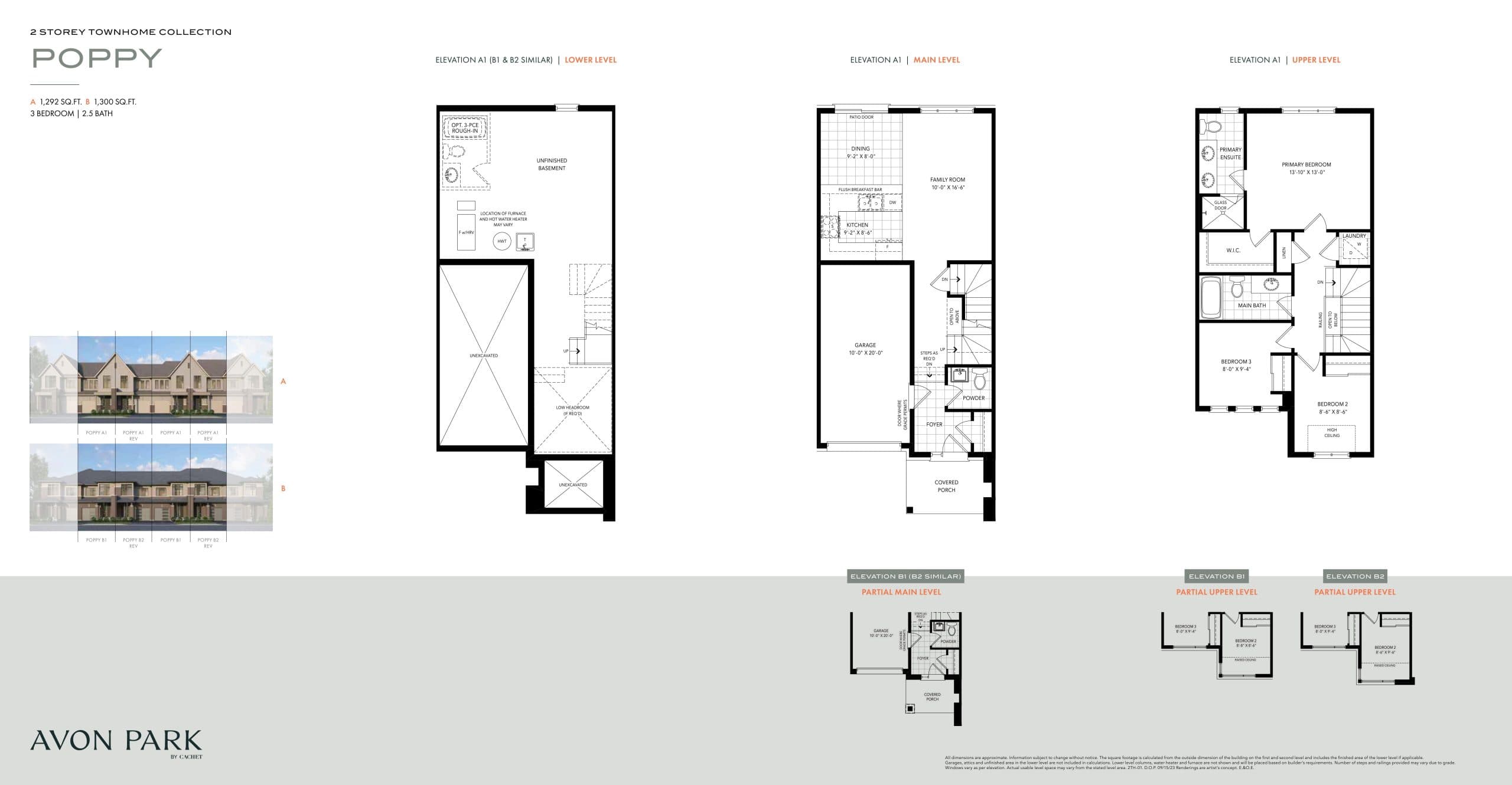 Poppy Floor Plan at Avon Park Towns - 1300 sq.ft
