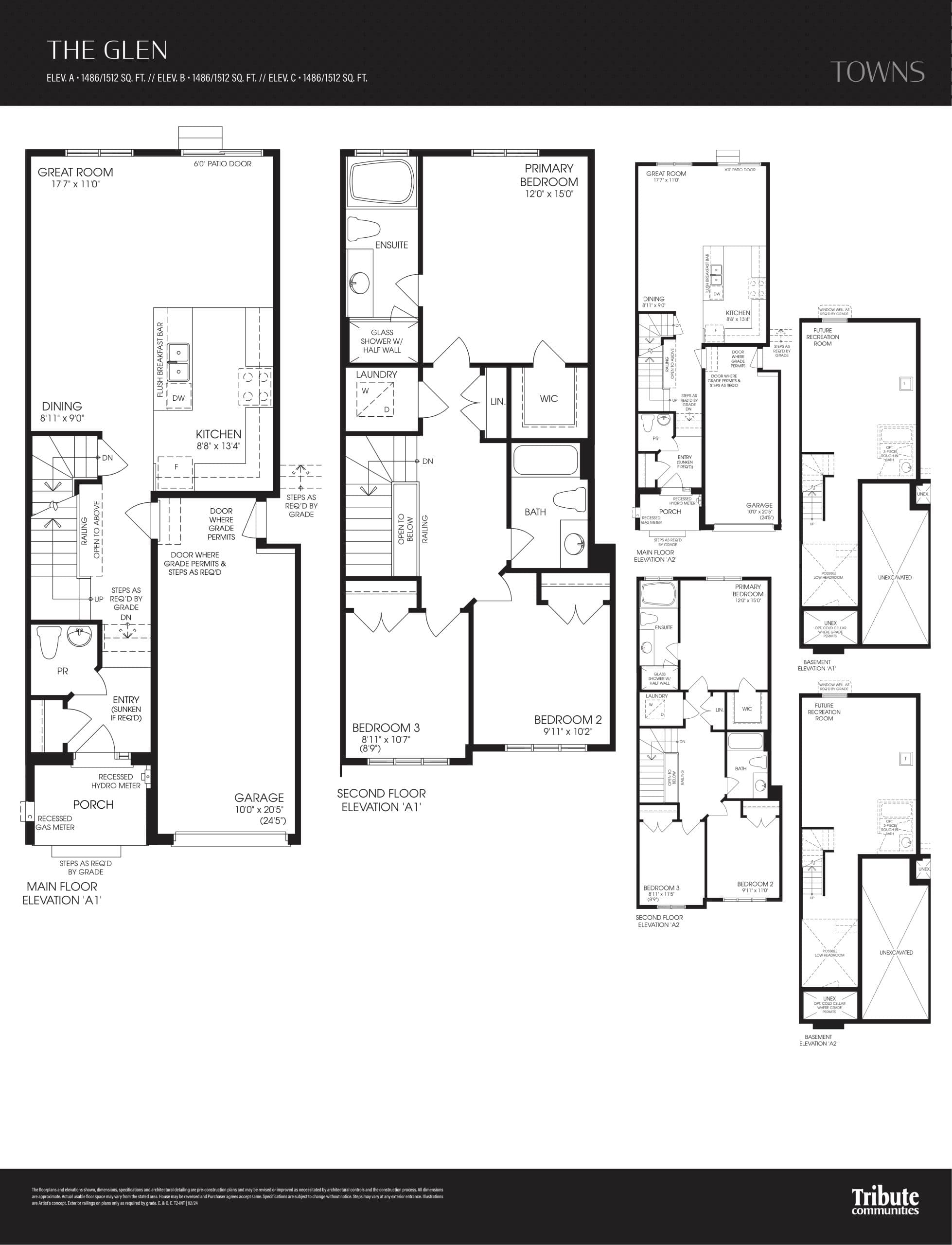The Glen Floor Plan at Courtice Glen Towns - 1486 sq.ft
