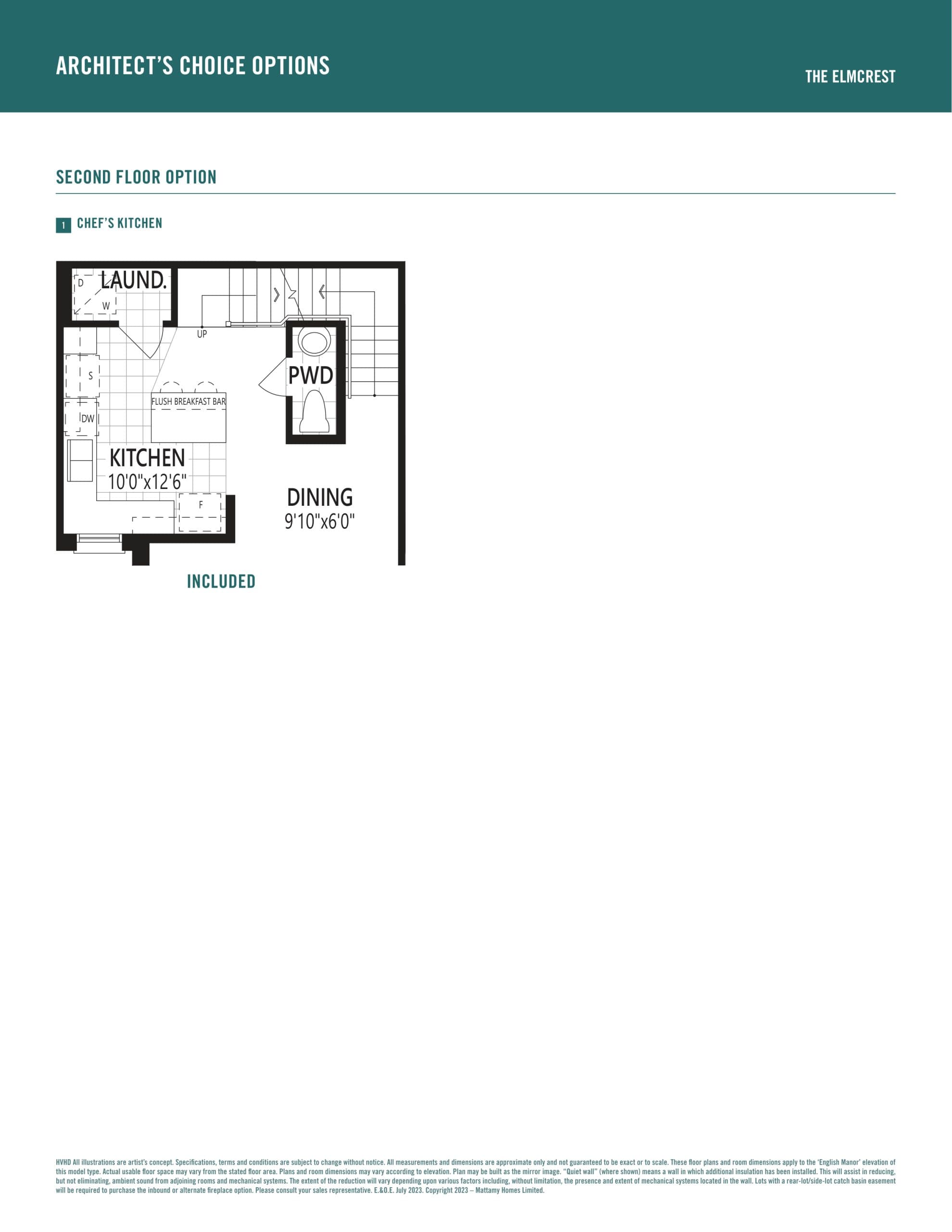 The Elmcrest (2nd Floor Option) Floor Plan at Hawthorne East Village Phase 3 - 1334 sq.ft