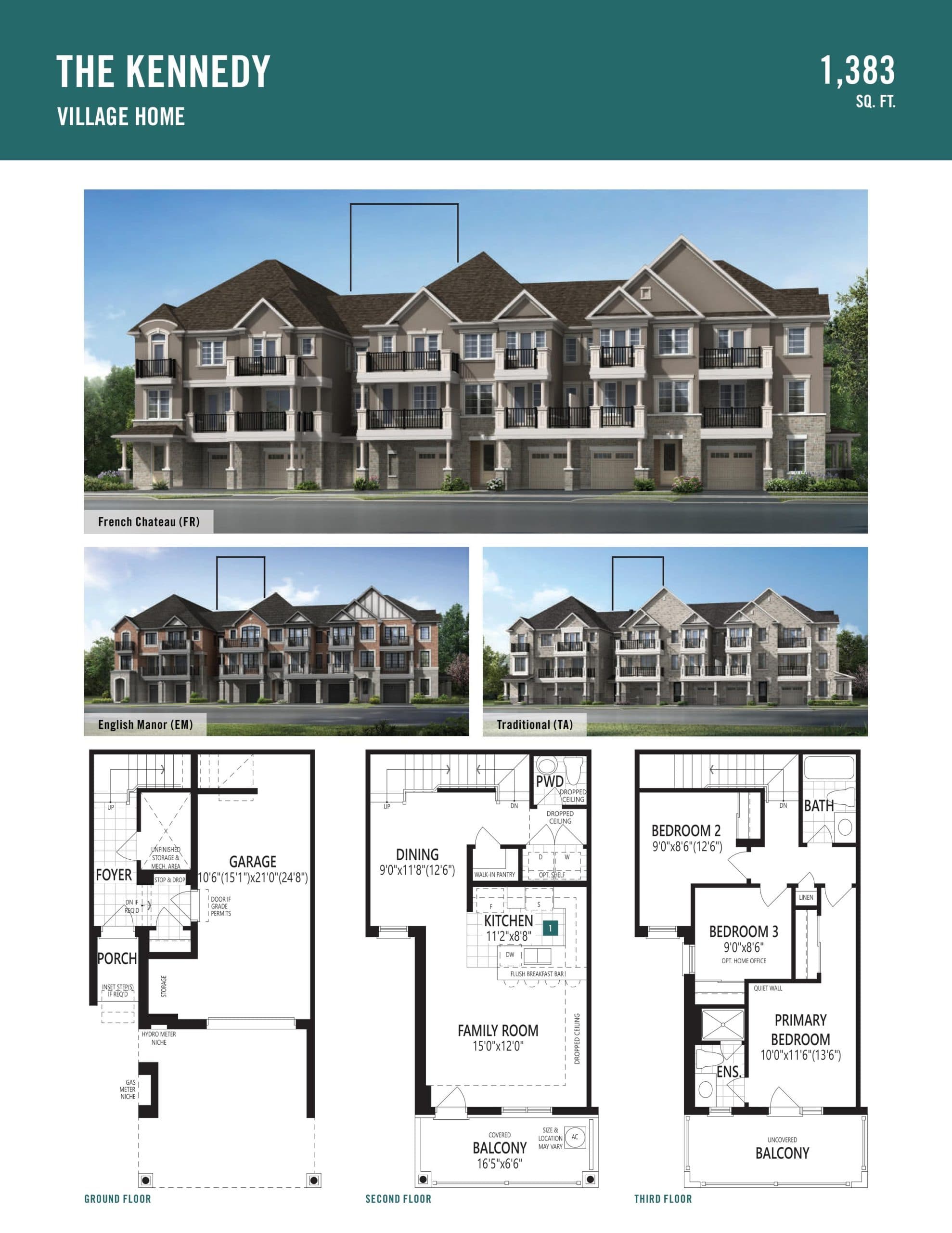 The Kennedy Floor Plan at Hawthorne East Village Phase 3 - 1383 sq.ft