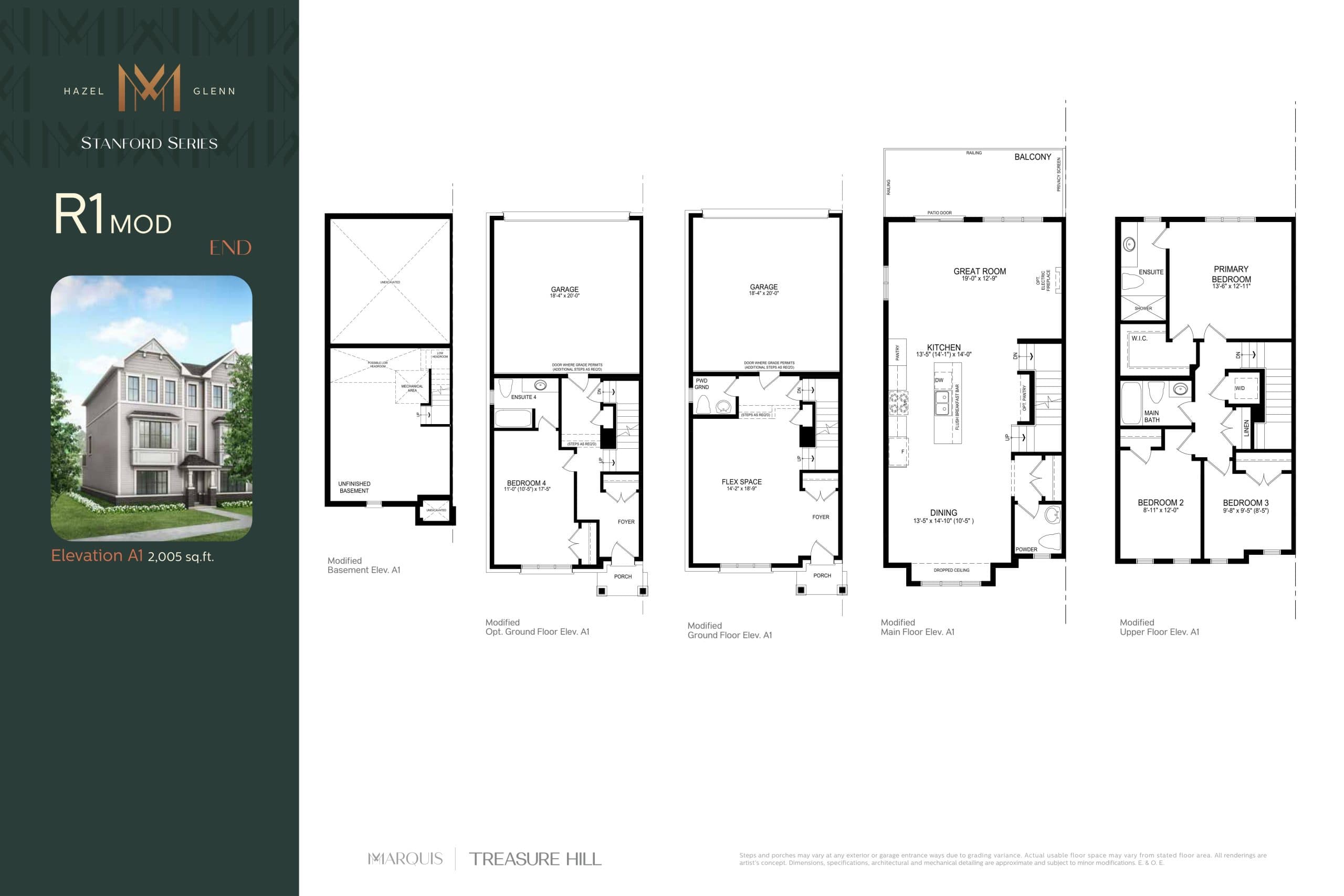 R1 - End Floor Plan at Marquis Condos - 2005 sq.ft
