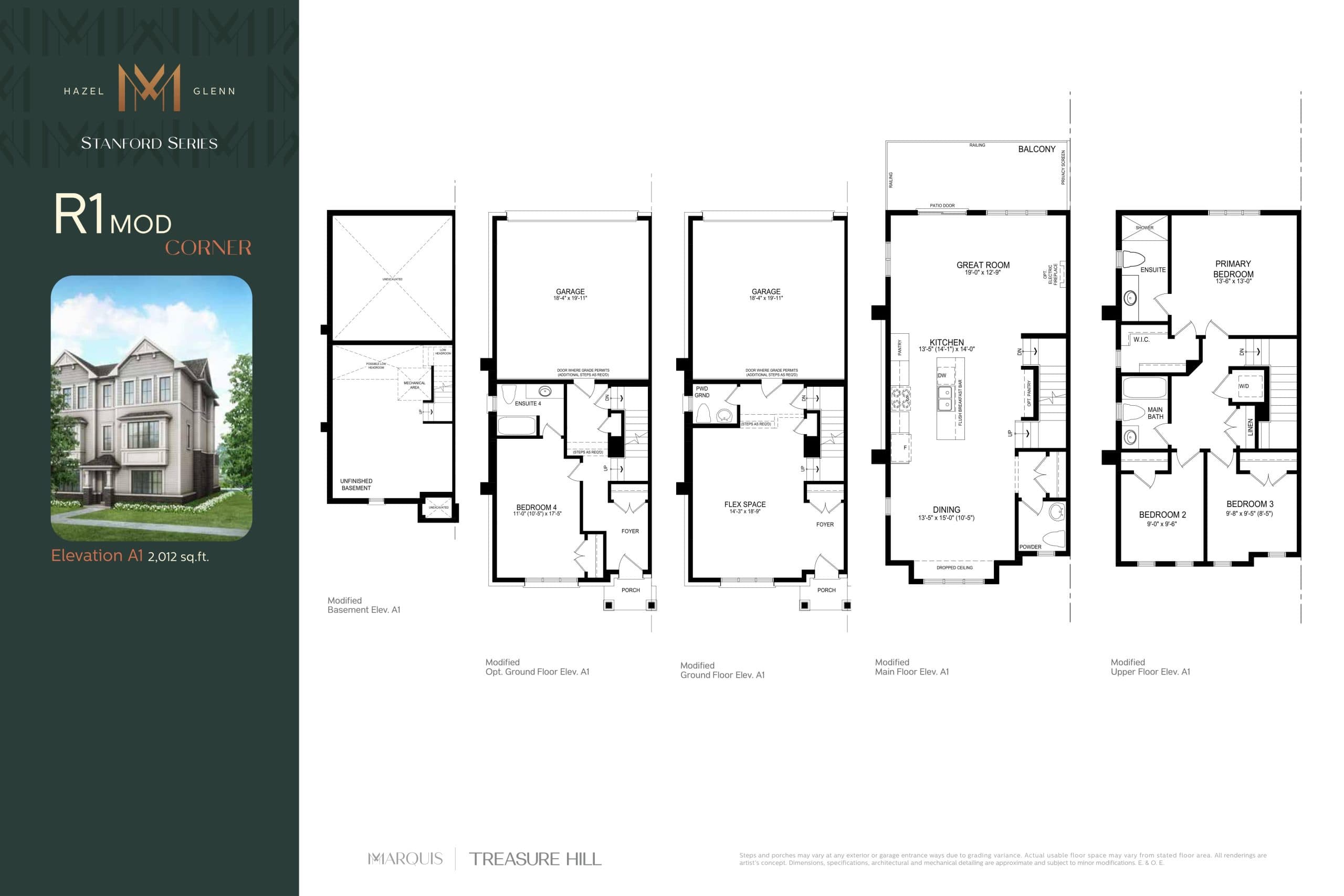 R1 - Corner Floor Plan at Marquis Condos - 2012 sq.ft
