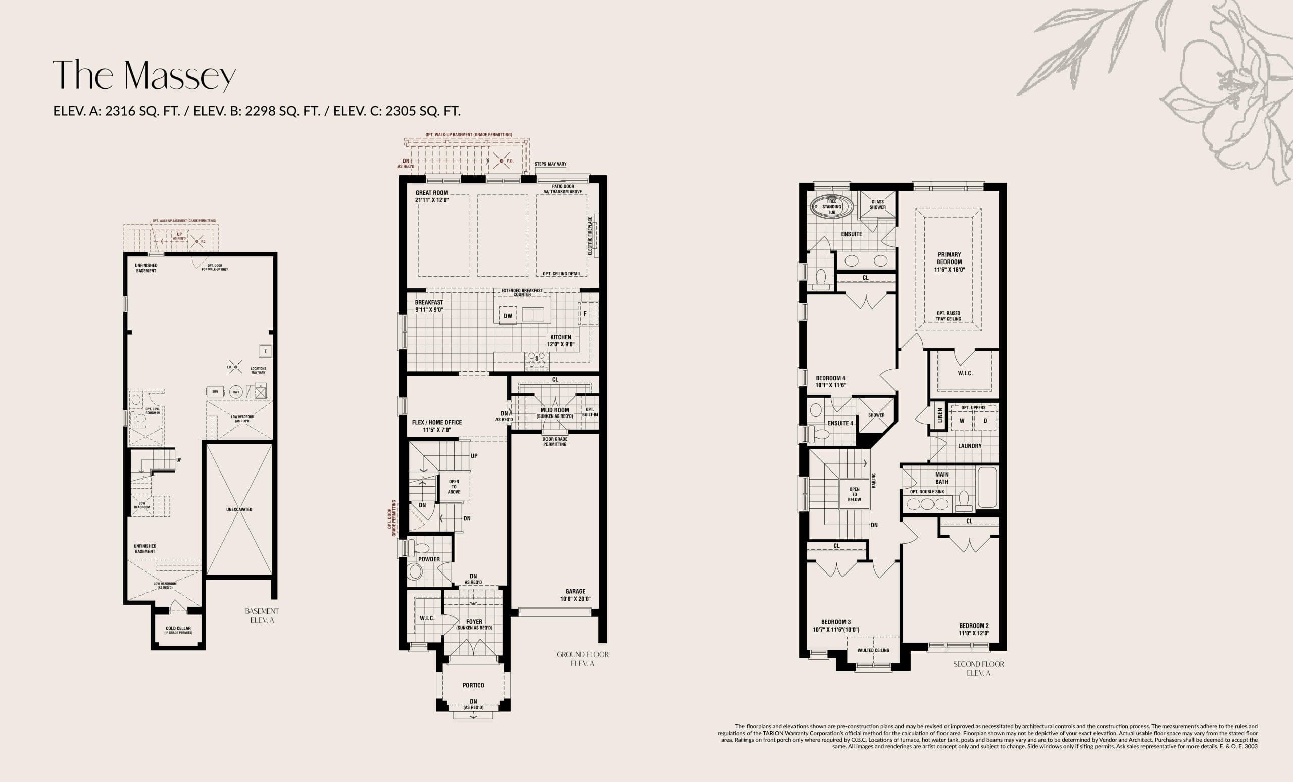 The Massey Floor Plan at The Castle Mile by DECO Homes - 2316 sq.ft