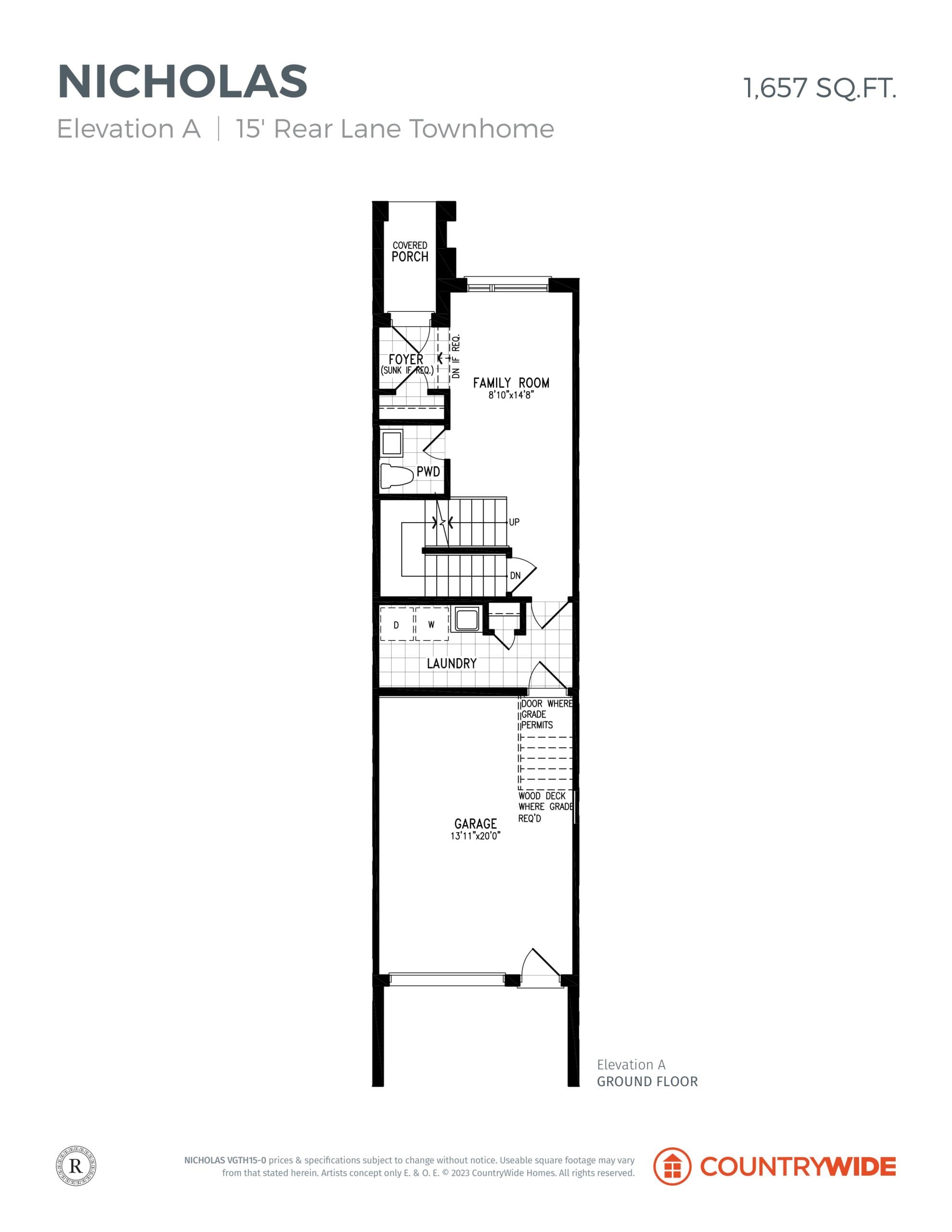 Nicholas - Elev. A (Ground Floor) Floor Plan at Victoria Grand by Countrywide Homes - 1657 sq.ft