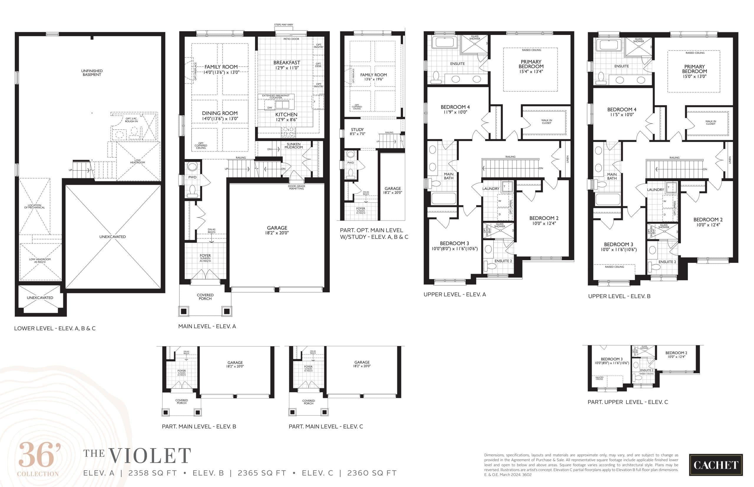 The Violet Floor Plan at Heartwood by Cachet - 2365 sq.ft