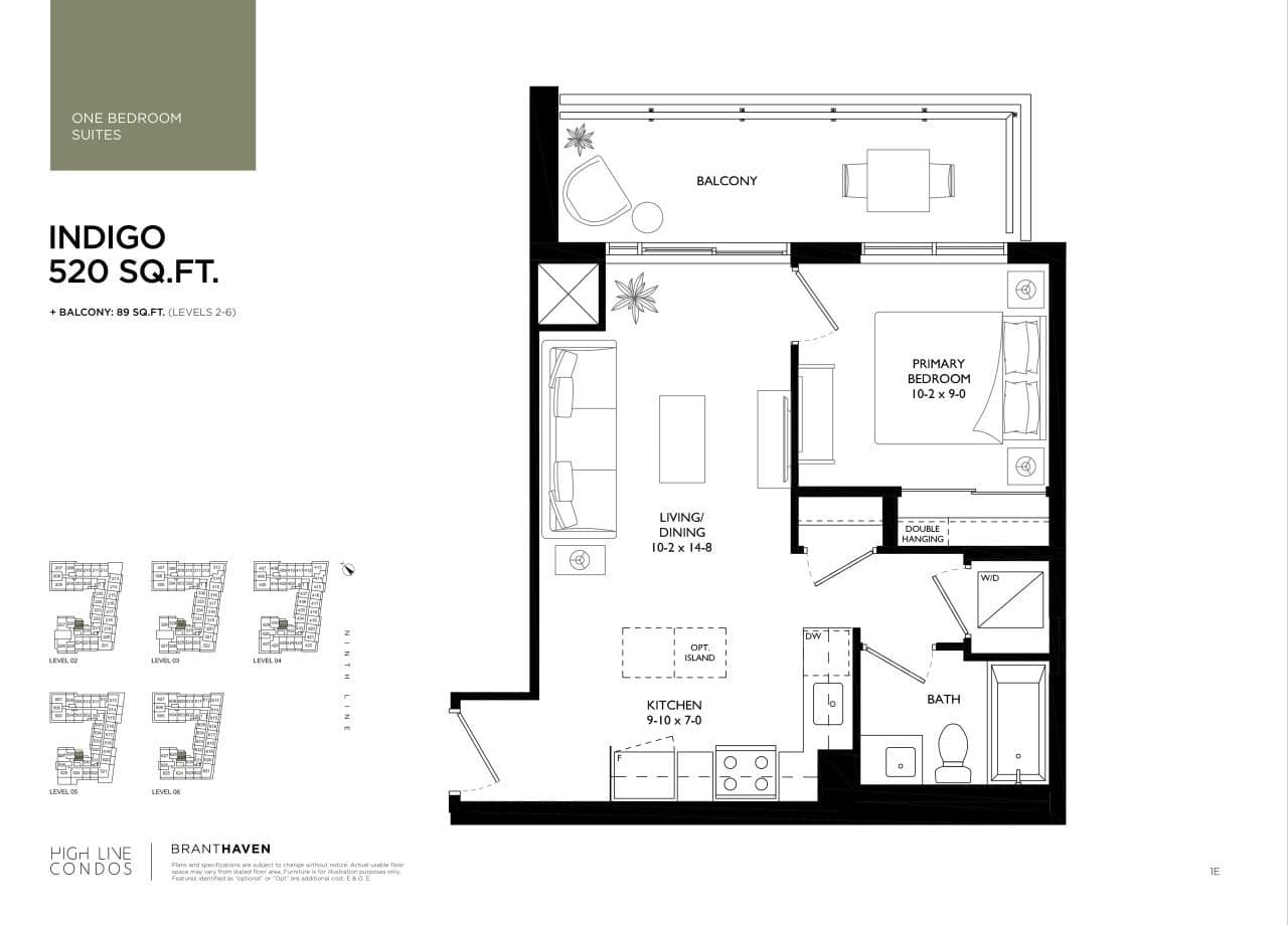 Indigo Floor Plan at High Line Condos - 520 sq.ft