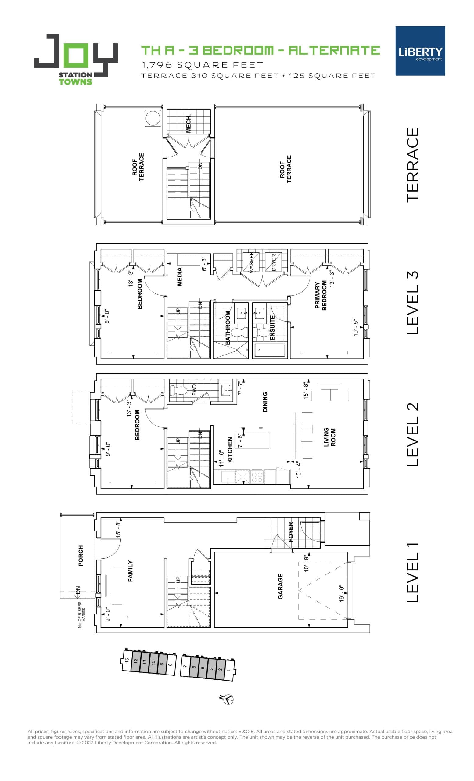 TH A - Alternate Floor Plan at Joy Station Towns - 1796 sq.ft