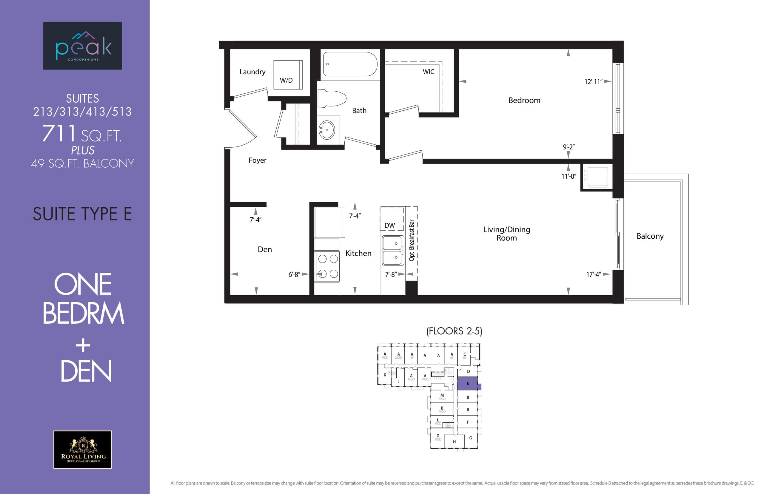 Suite Type E Floor Plan at Peak Condos - 711 sq.ft