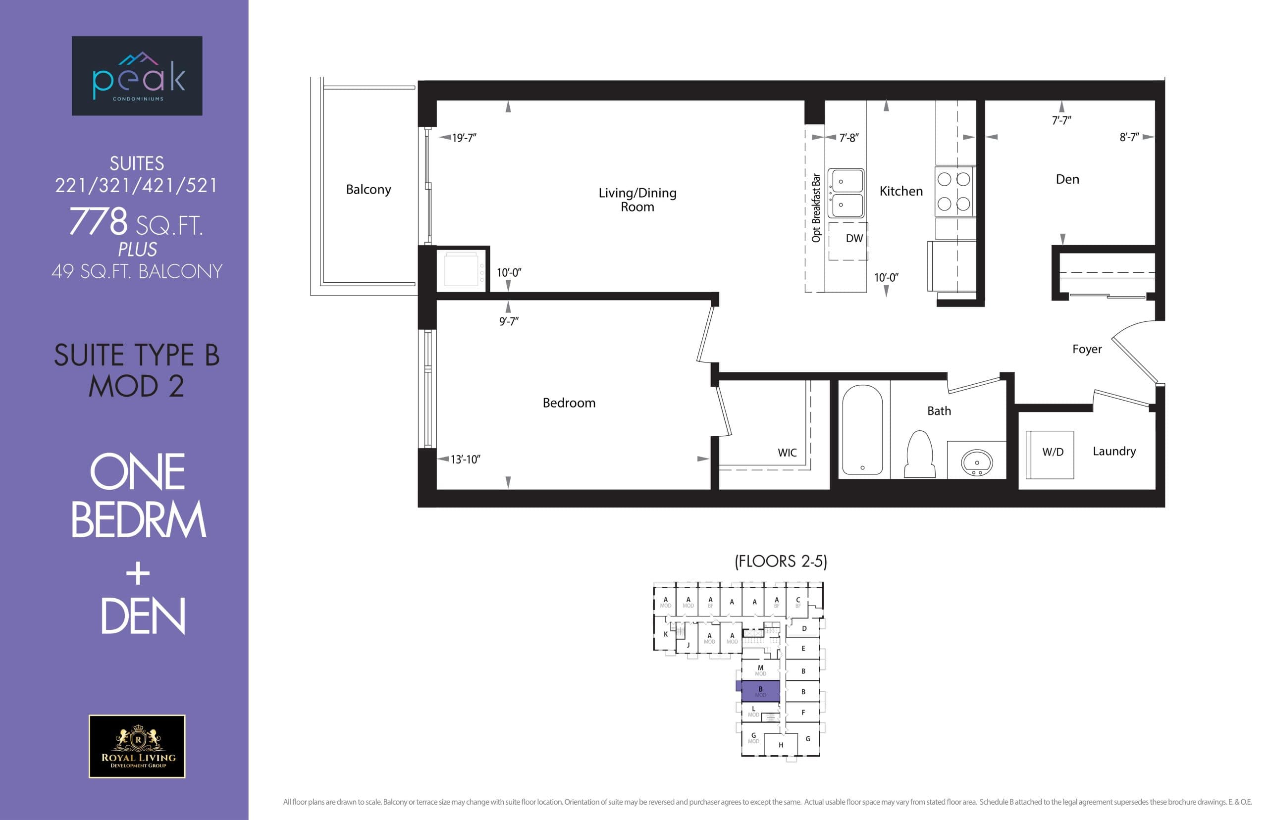 Suite Type B MOD 2 Floor Plan at Peak Condos - 778 sq.ft