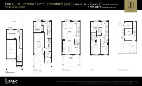 Qui Club - Interior Unit - Standard A2 (Finished Basement) floor plan