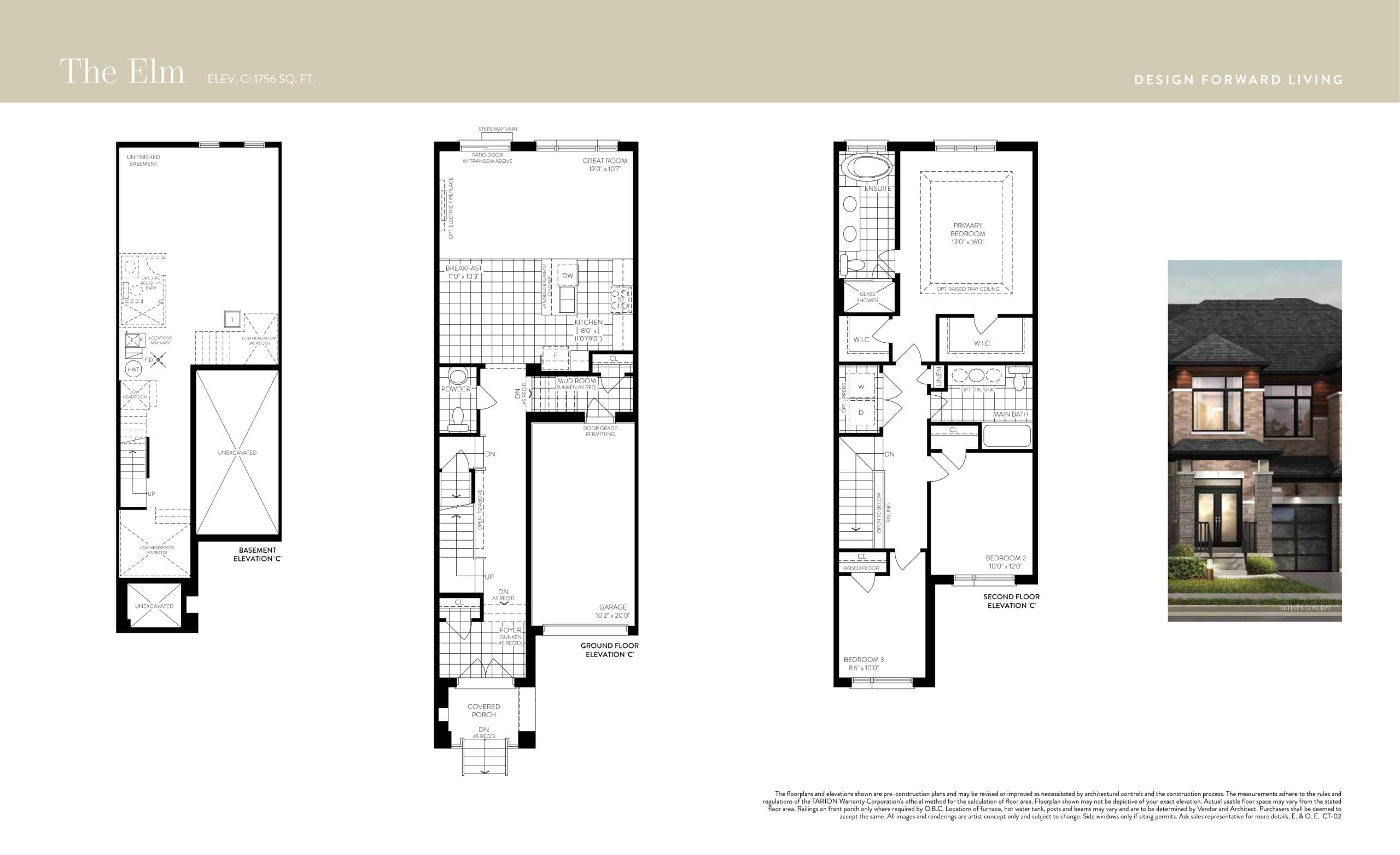 The Elm Floor Plan at Seatonville by DECO Homes - 1756 sq.ft