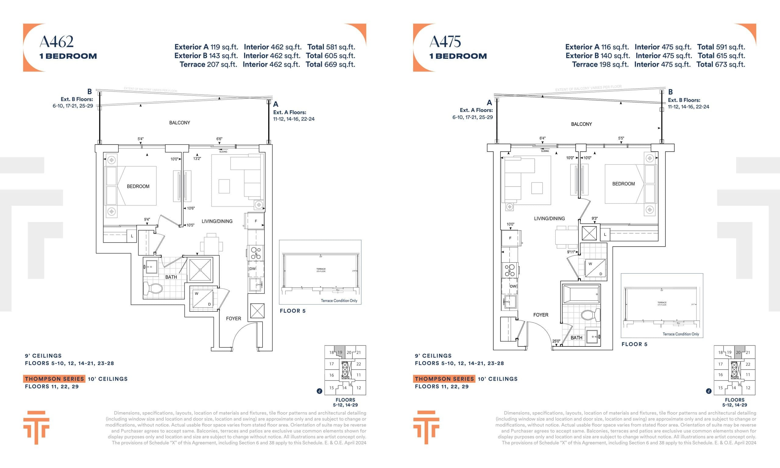 A462 Floor Plan at Thompson Towers - Sienna Condos - 462 sq.ft