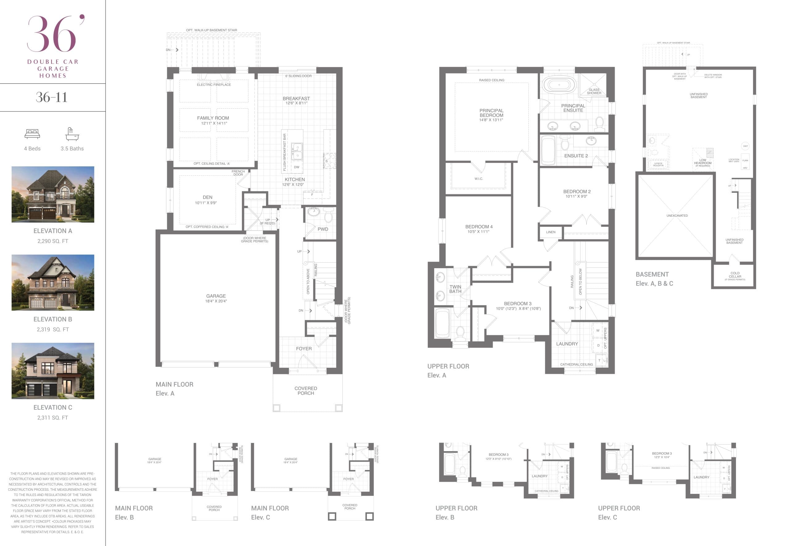 36-11 Floor Plan at Whitby Meadows by OPUS Homes - 2311 sq.ft