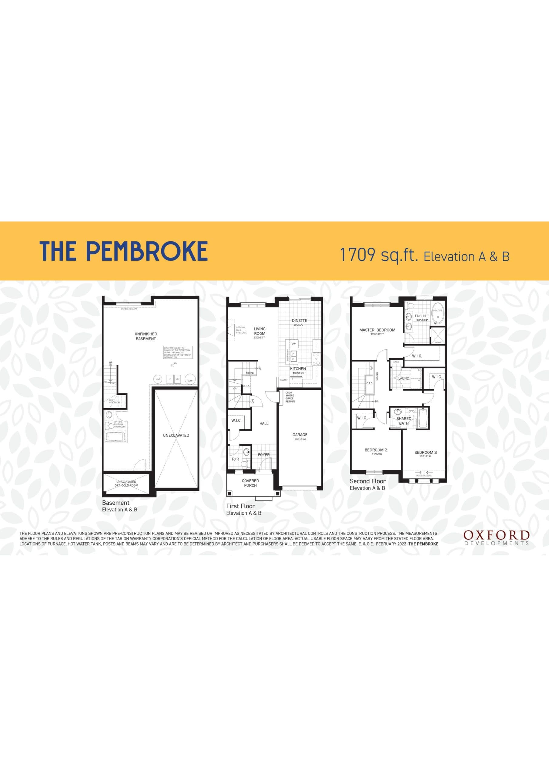 The Pembroke Floor Plan at Wyldwood Trail Towns - 1709 sq.ft