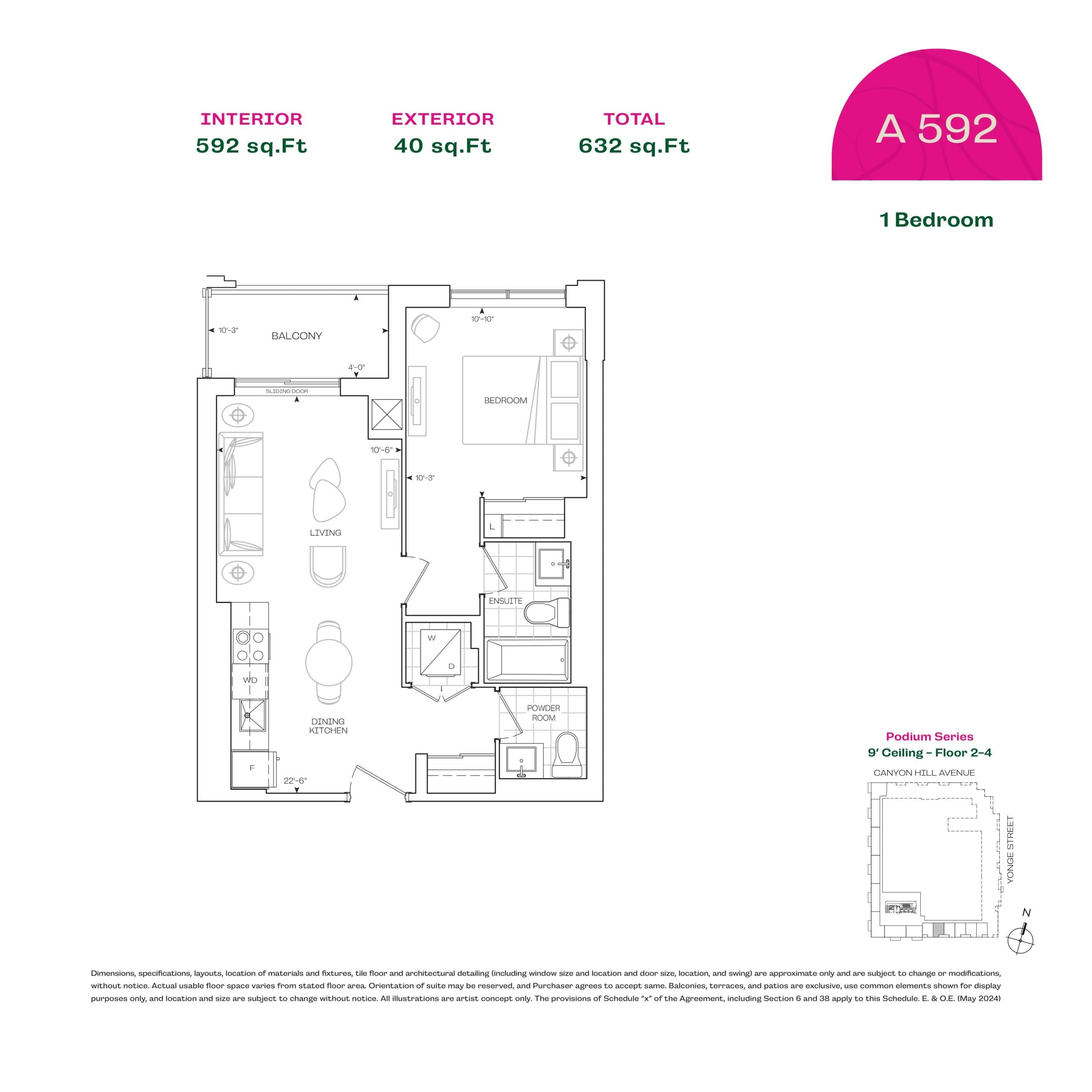 A592 (Tower Suites) Floor Plan at Burnet Condos at Rise & Rose - 592 sq.ft
