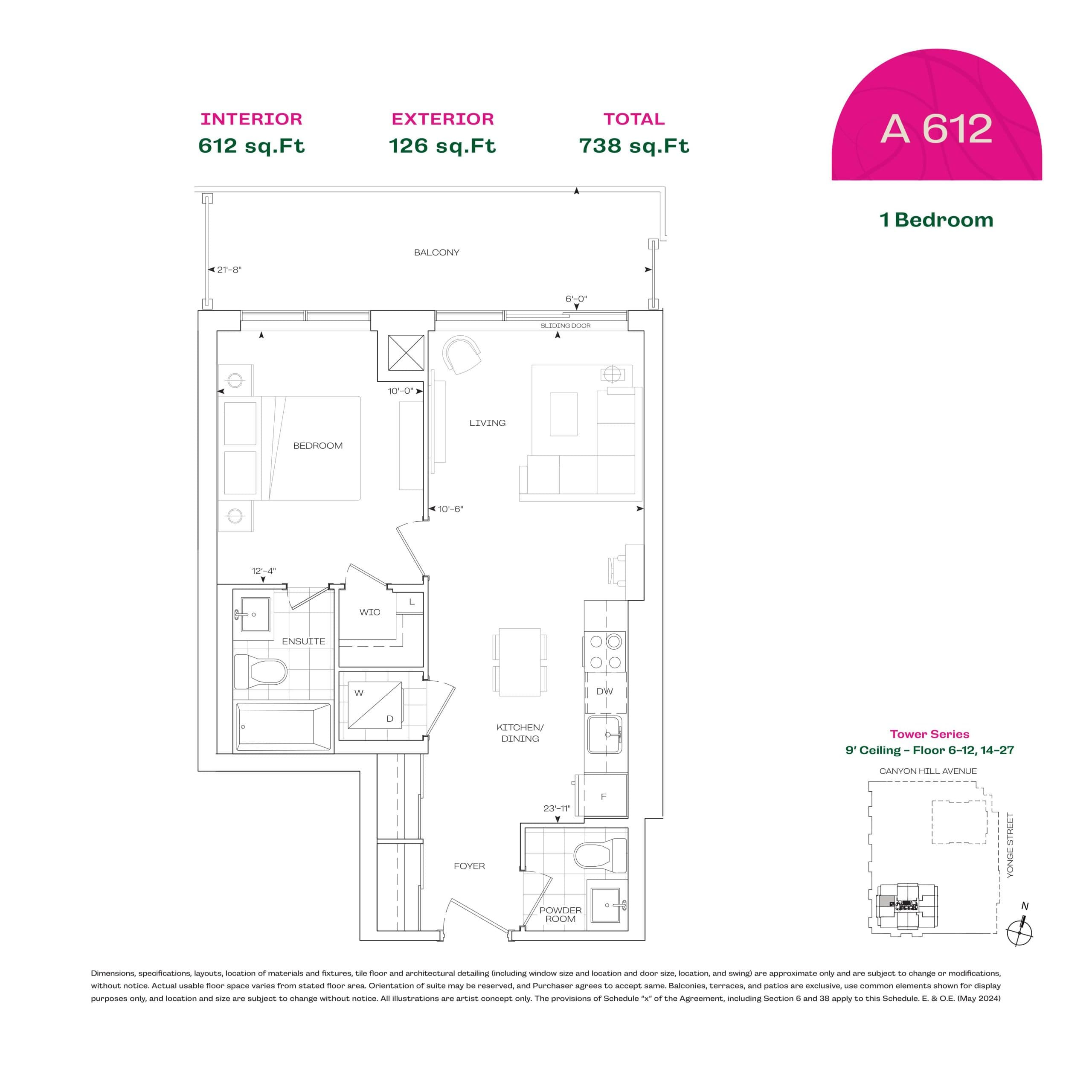A612 (Tower Suites) Floor Plan at Burnet Condos at Rise & Rose - 612 sq.ft