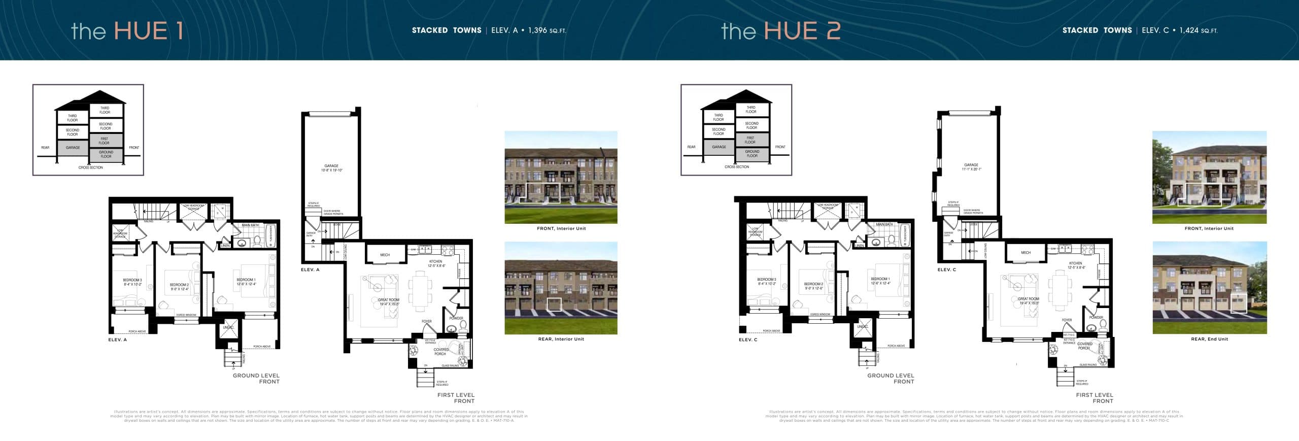 The Hue 1 Floor Plan at Luma Urban Towns at Kaleidoscope - 1396 sq.ft