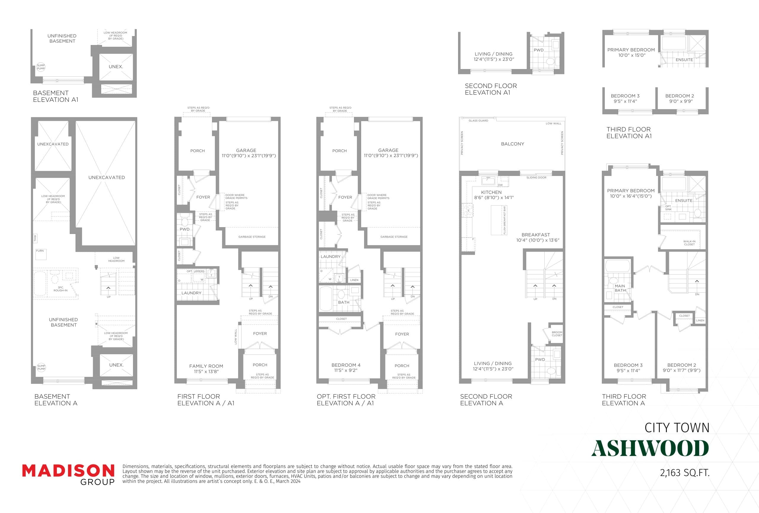 Ashwood Floor Plan at MILA by Madison Towns Phase 2 - 2163 sq.ft